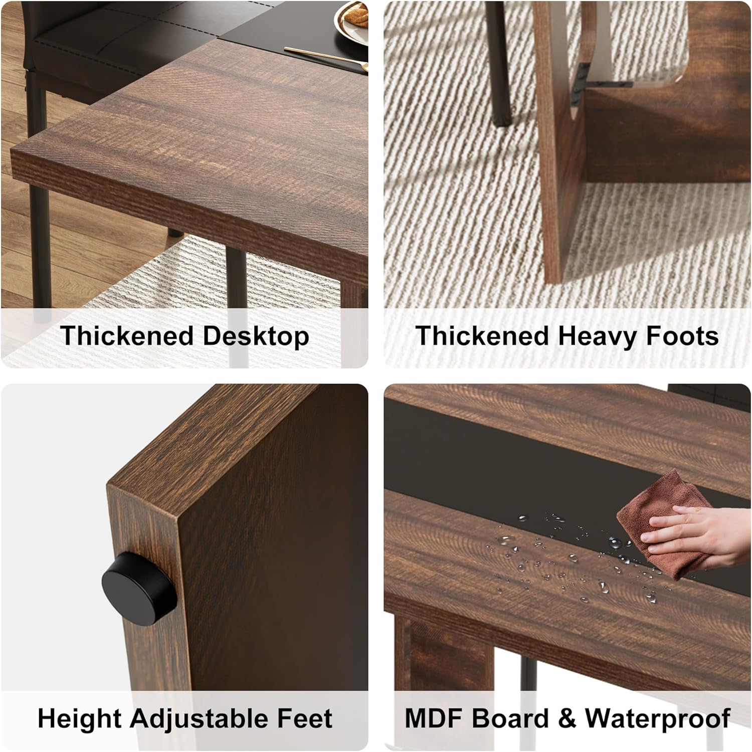 ANPOO 7 Piece Dining Table Set with 6 Chairs, 71" Kitchen Table & Chairs Set for 4-8 People, Rectangle Dining Table with Wooden Legs for Dining Room, Living Room