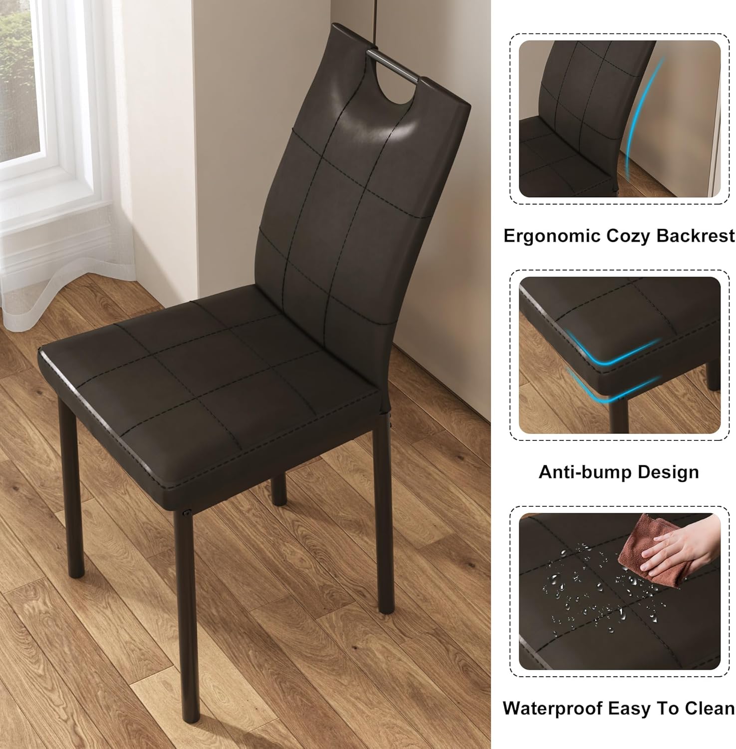 ANPOO 7 Piece Dining Table Set with 6 Chairs, 71" Kitchen Table & Chairs Set for 4-8 People, Rectangle Dining Table with Wooden Legs for Dining Room, Living Room