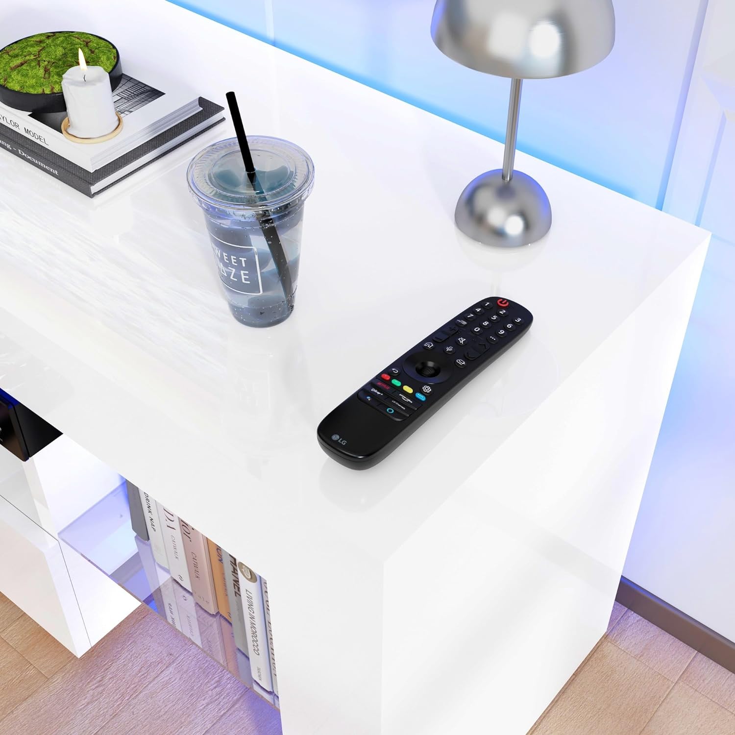 ChVans LED TV Stand for 65/75/85 inch TV, High Glossy Modern Entertainment Center with Drawer and LED Lights