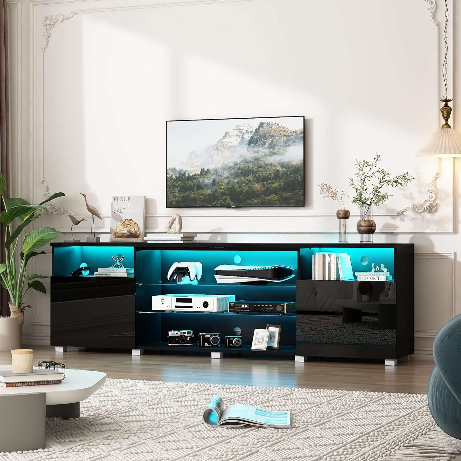 https://www.walmart.com/ip/ChVans-Large-LED-TV-Stand-for-80-85-90-inch-TV-High-Glass-Modern-Entertainment-Center-with-LED-Lights-and-Glossy-Cabinets/11679205713