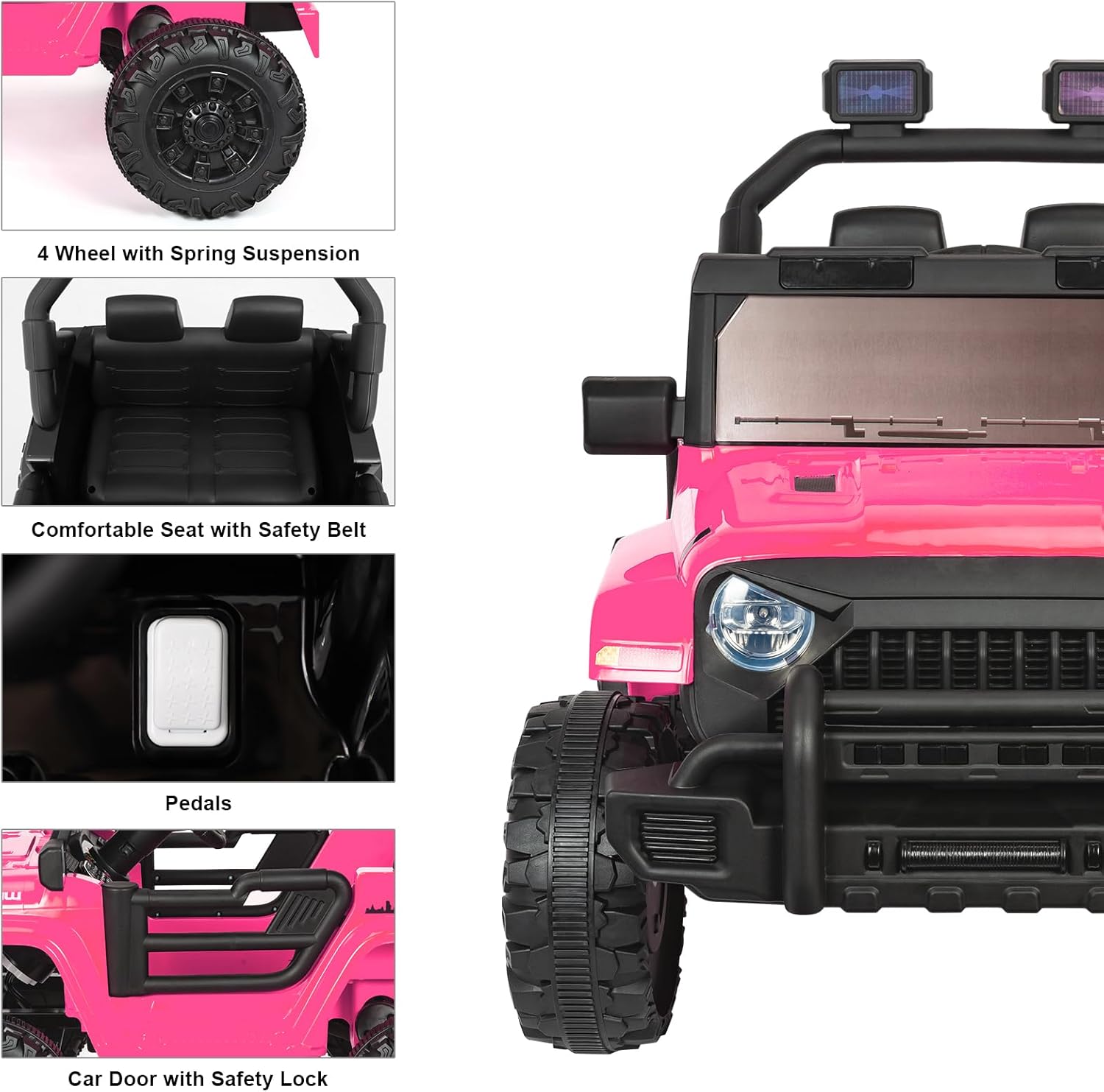 ChVans 12V Kids Electric Ride on Car, Kid Car with Parents Remote Control, Kids' Electric Vehicle, Battery Powered Wheels Truck with USB Ports, MP3 Player, for Boys, Girls