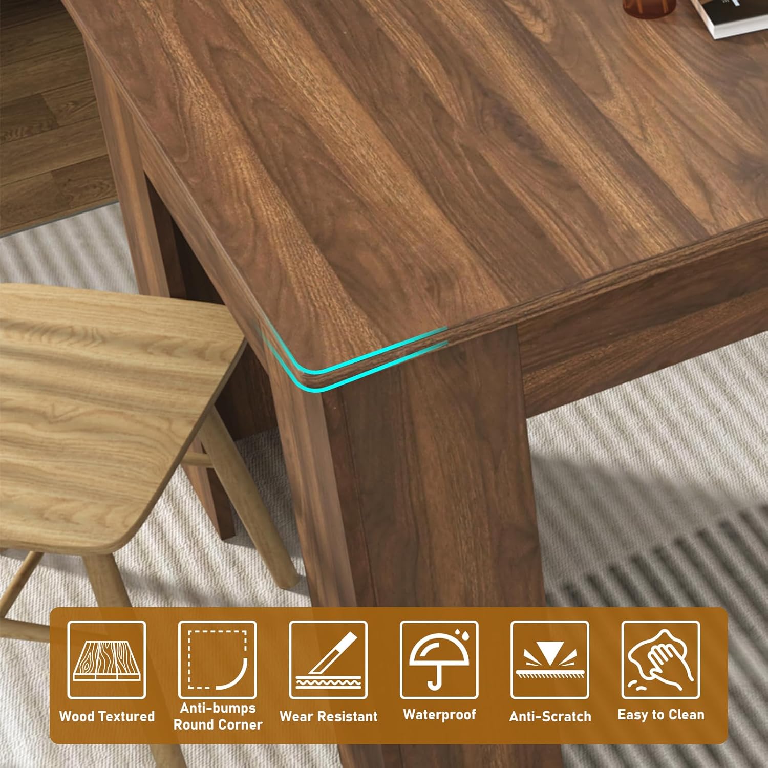 ChVans Large Mobile Extendable Dining Table for 6-10, Modern Wood Kitchen Table Rectangular Table for Dining Room, Living Room