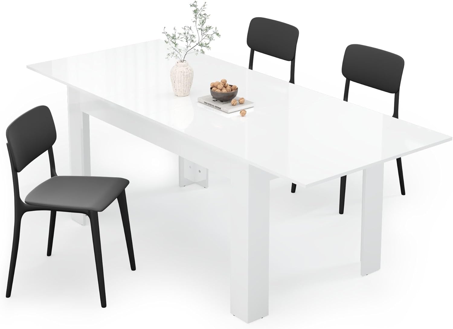 ChVans Large Mobile Extendable Dining Table for 6-10, Modern Wood Kitchen Table Rectangular Table for Dining Room, Living Room