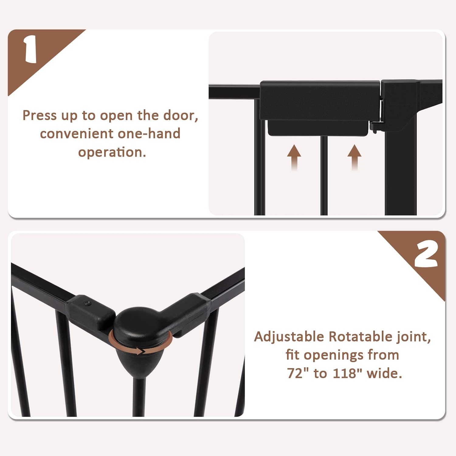 ChVans Fireplace Safety Fence, Fits 72''-118'' Wide, Metal Baby Gate with Door, Safety Fence for Toddlers/Pets/Dogs, 5-Panel