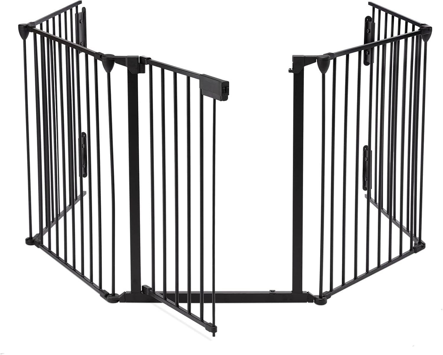 ChVans Fireplace Safety Fence, Fits 72''-118'' Wide, Metal Baby Gate with Door, Safety Fence for Toddlers/Pets/Dogs, 5-Panel