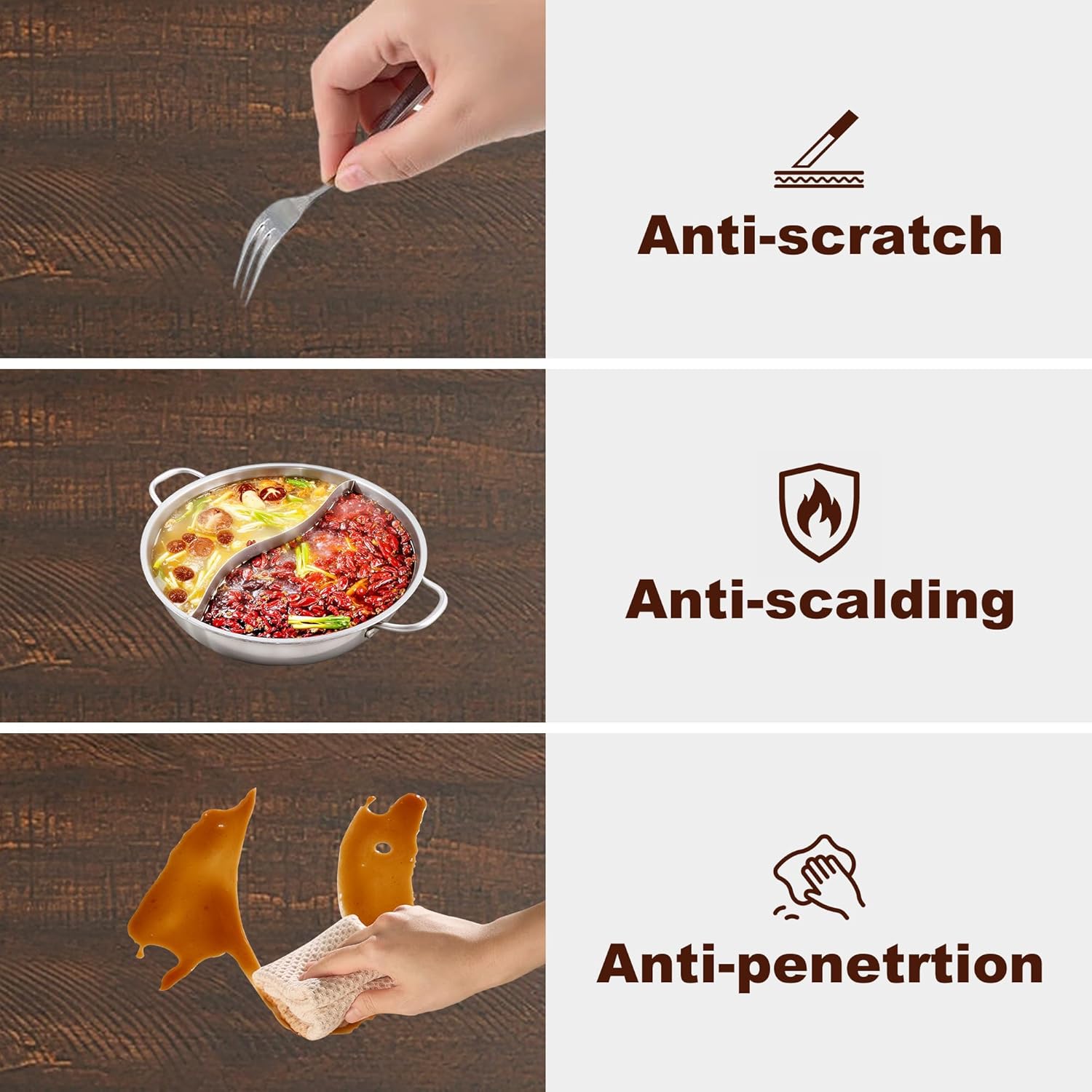 ANPOO 7 Piece Dining Table Set with 6 Chairs, 71" Kitchen Table & Chairs Set for 4-8 People, Rectangle Dining Table with Wooden Legs for Dining Room, Living Room