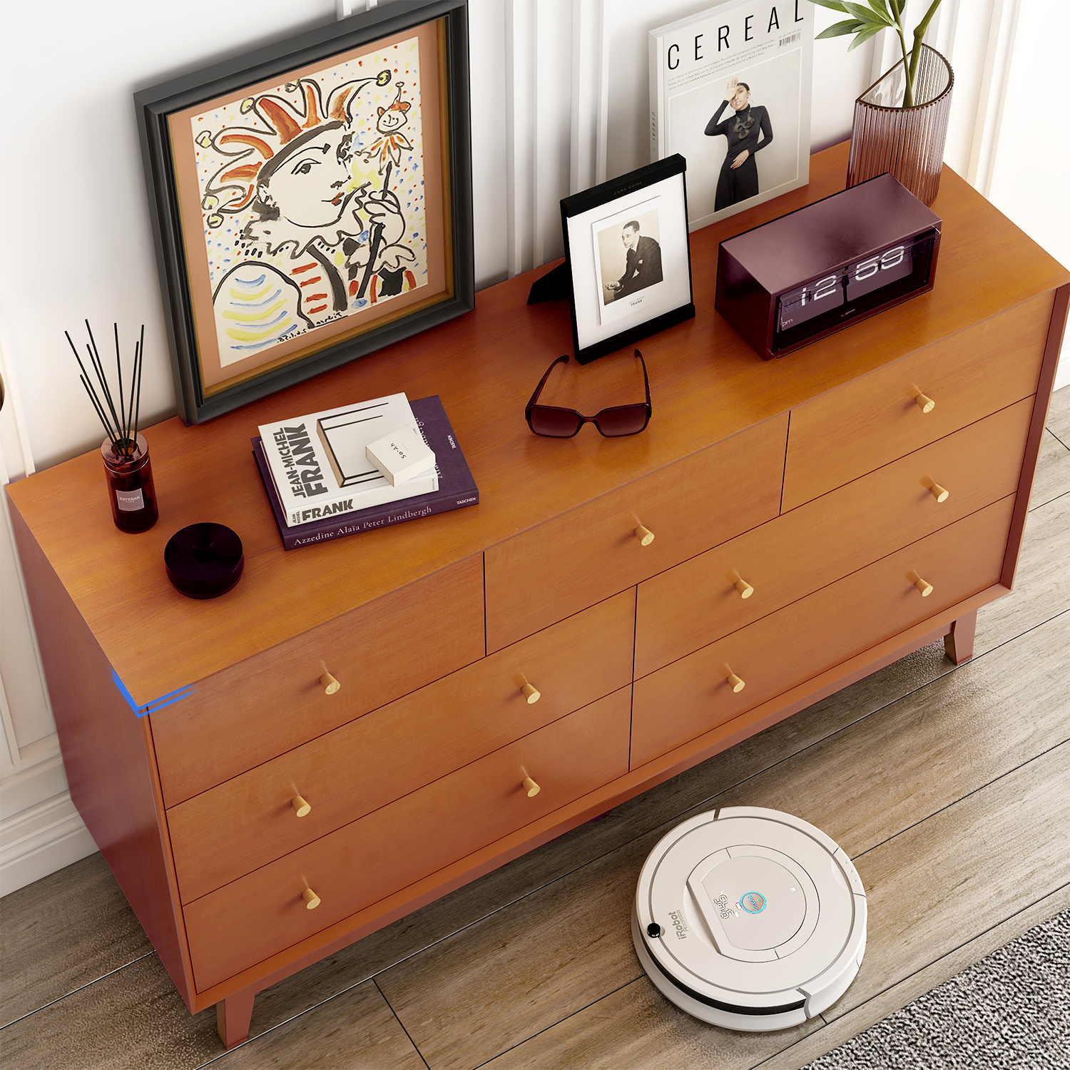 ChVans 7 Drawer Dresser for Bedroom, Wood Dressers with Metal Handles, Storage Cabinet Dressers for Bedroom, Hallway, Kids Room, Entryway, Hallway