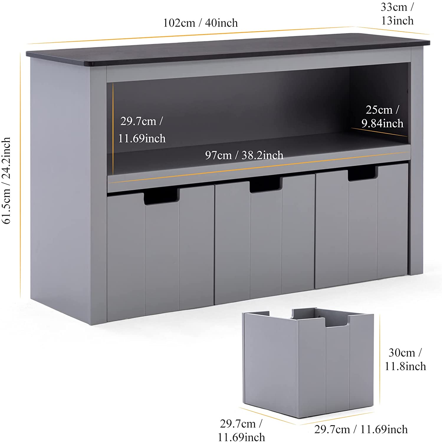 Yaoping Kids Toy Storage Organizer for Kids Room Organizers and Storage, 3 Storage Bins and Open Shelf for Playroom Storage
