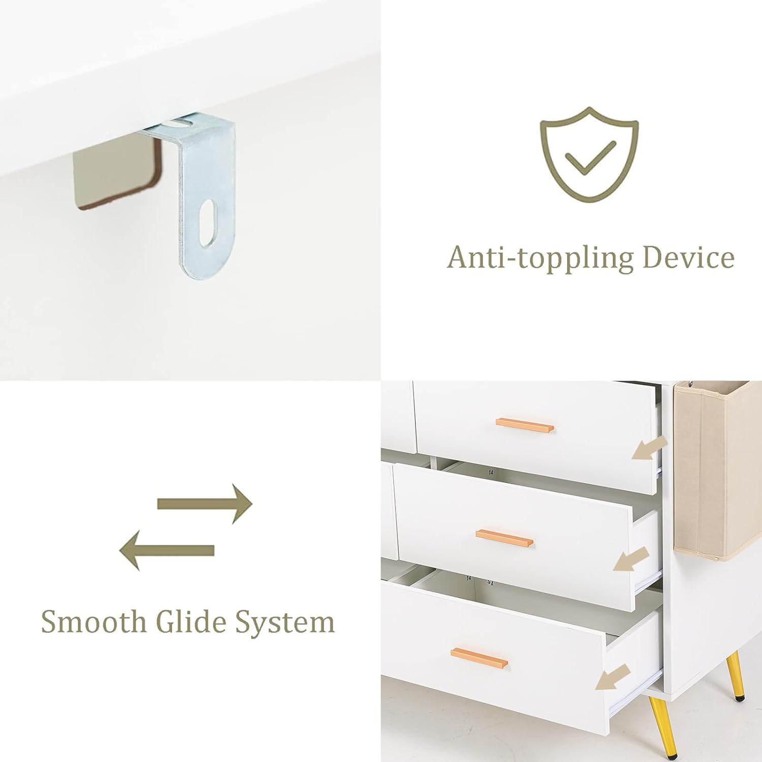 Yaoping 9 Drawer Dresser for Bedroom, Modern Wood Dresser with Wide Drawers and Metal Handles, Storage Chest of Drawers for Living Room Hallway Entryway