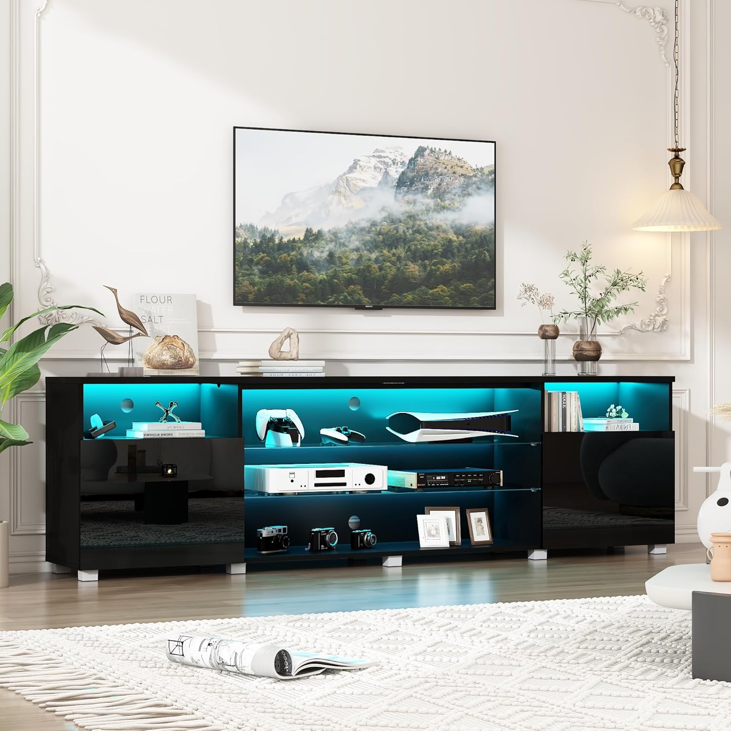 https://www.walmart.com/ip/ChVans-Large-LED-TV-Stand-for-80-85-90-inch-TV-High-Glass-Modern-Entertainment-Center-with-LED-Lights-and-Glossy-Cabinets/11679205713