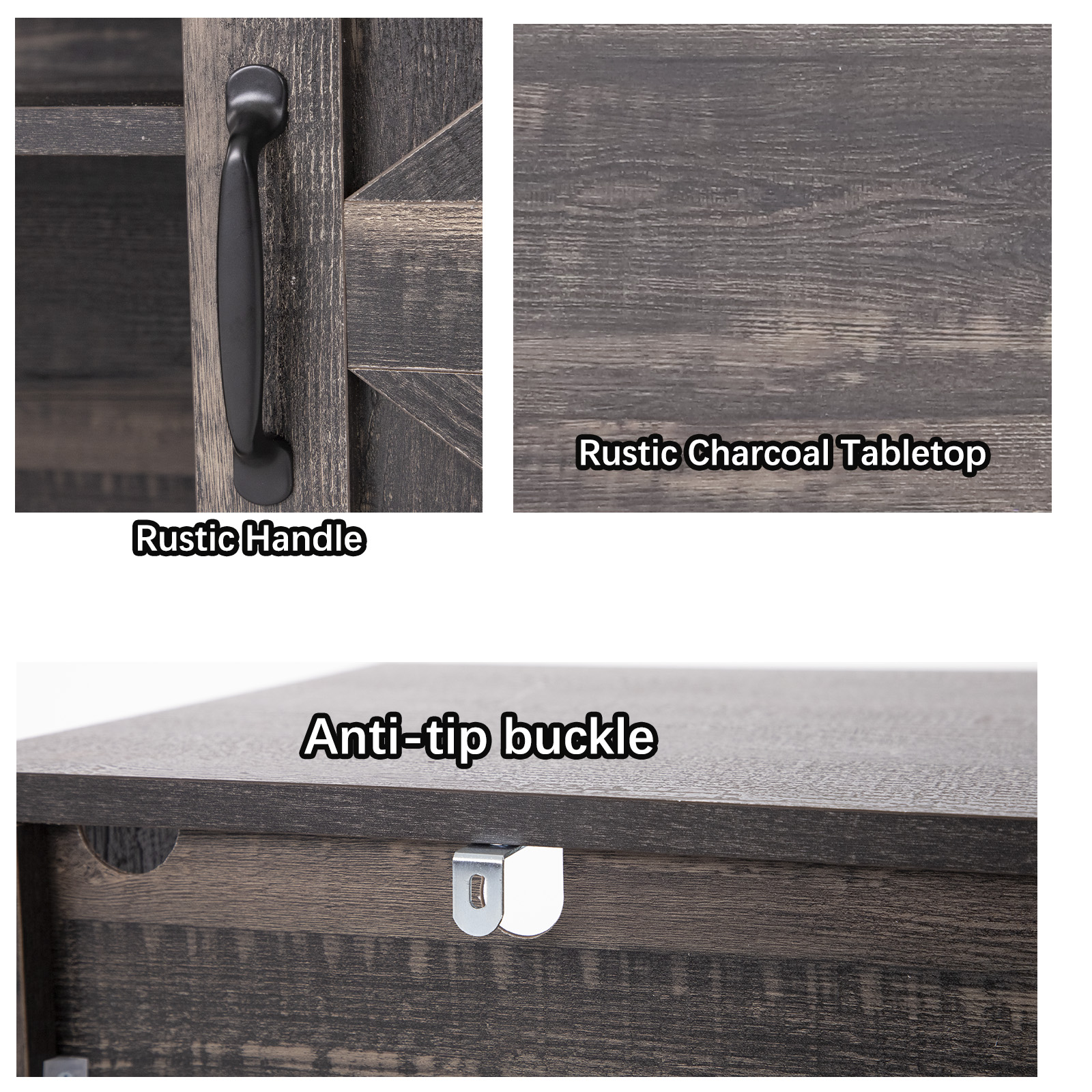 Farmhouse TV Stand for 65" 70" TVs with LED Light/Outlets USB Ports, 61" Large Entertainment Center with Sliding Barn Door & 4 Tier Storage