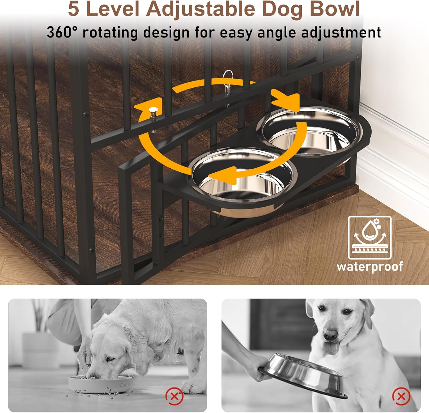 86.6" Dog Crate Furniture TV Stand for Large Breed Dogs, Wooden Kennel with Dual rooms, Dog Bowl, 2 Drawers &  Cabinet for Medium-Large Dogs