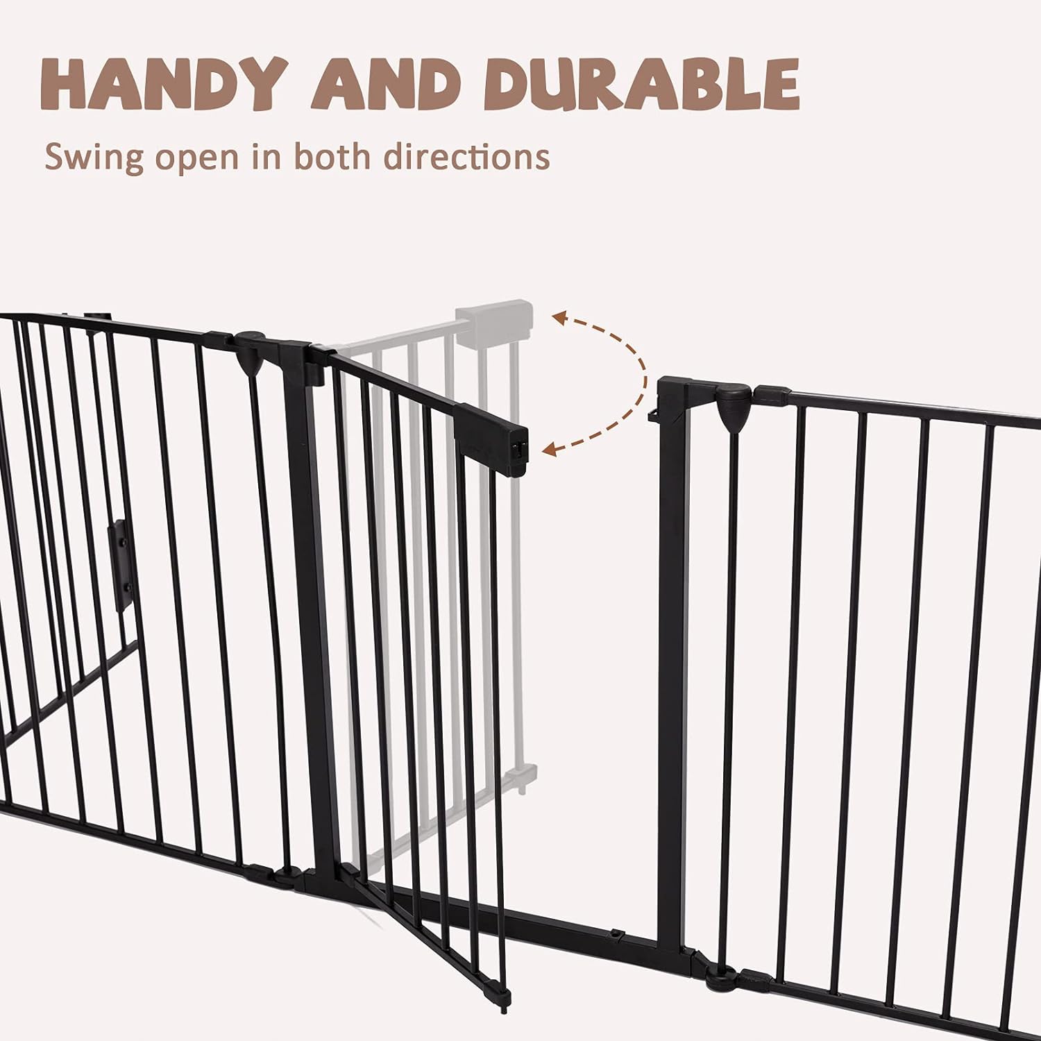 ChVans Fireplace Safety Fence, Fits 72''-118'' Wide, Metal Baby Gate with Door, Safety Fence for Toddlers/Pets/Dogs, 5-Panel