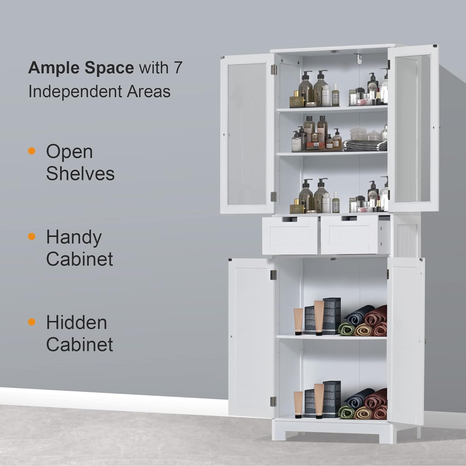 https://www.walmart.com/ip/ChVans-Bathroom-Storage-Cabinet-4-Doors-6-Shelf-Freestanding-2-Adjustable-Shelf-Kitchen-Living-Room-Bathroom-White/3398048958