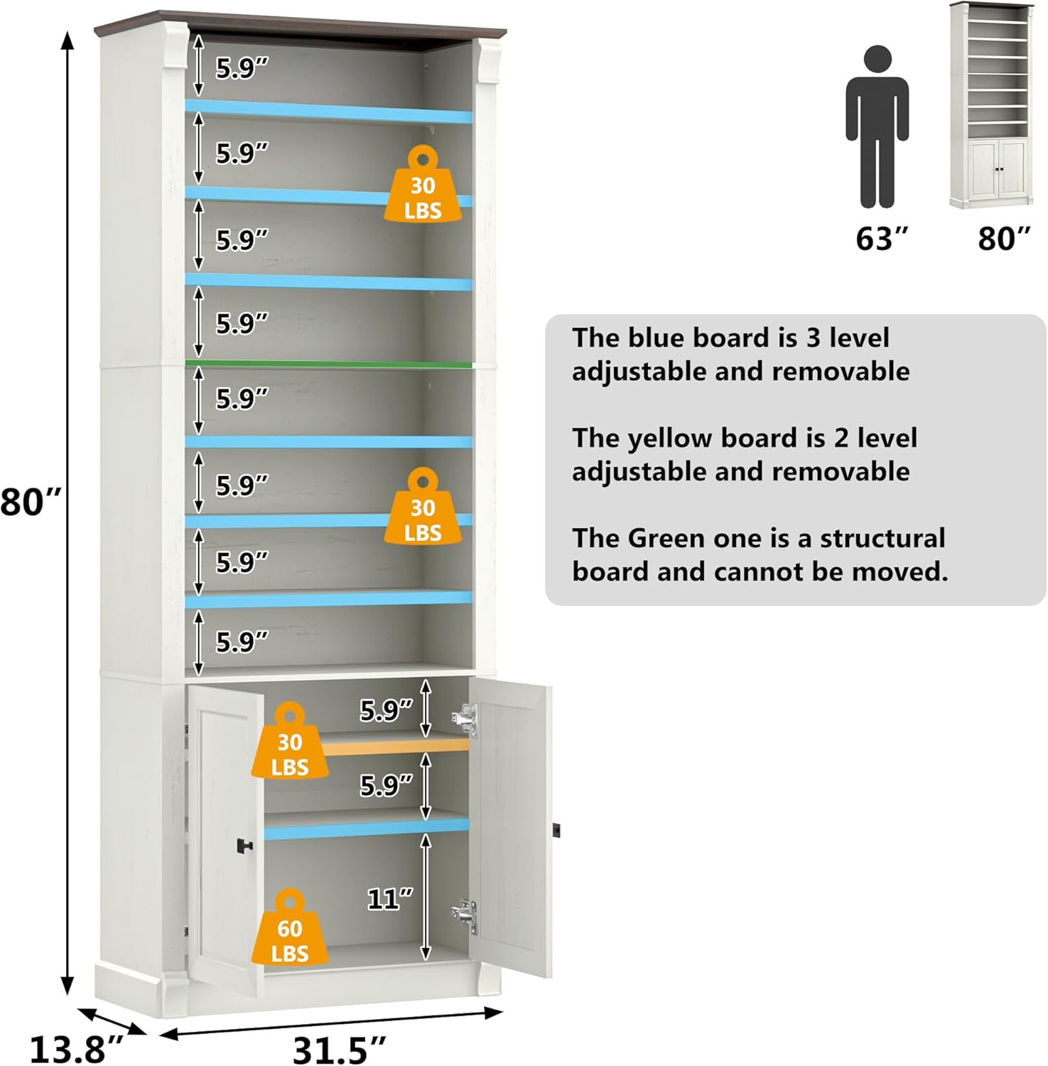 ANPOO 80" Tall Modern Farmhouse Shoe Storage Cabinet, 11-Tier Freestanding Shoe Organizer with Adjustable Shelves and Hidden Closed Cabinet, Large Capacity Wooden Shoe Rack for Entryway