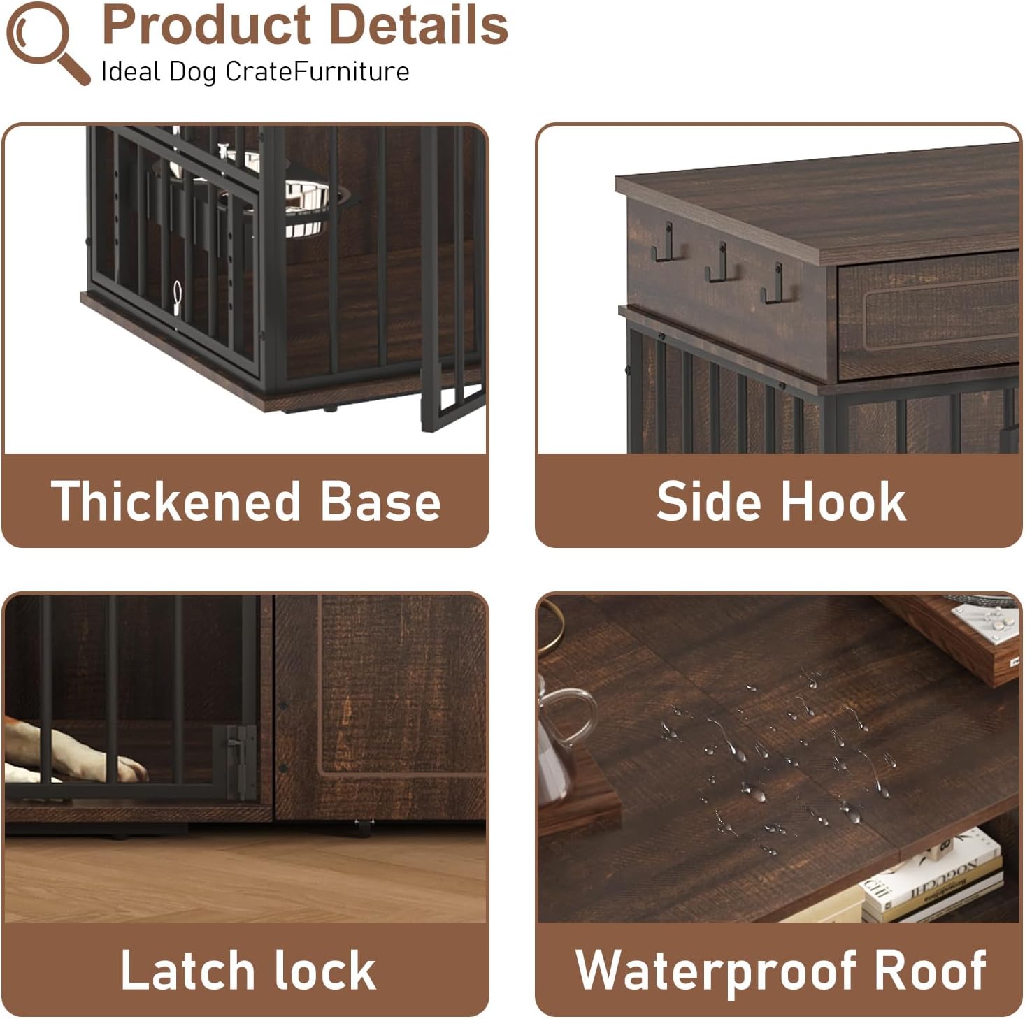 86.6" Dog Crate Furniture TV Stand for Large Breed Dogs, Wooden Kennel with Dual rooms, Dog Bowl, 2 Drawers &  Cabinet for Medium-Large Dogs