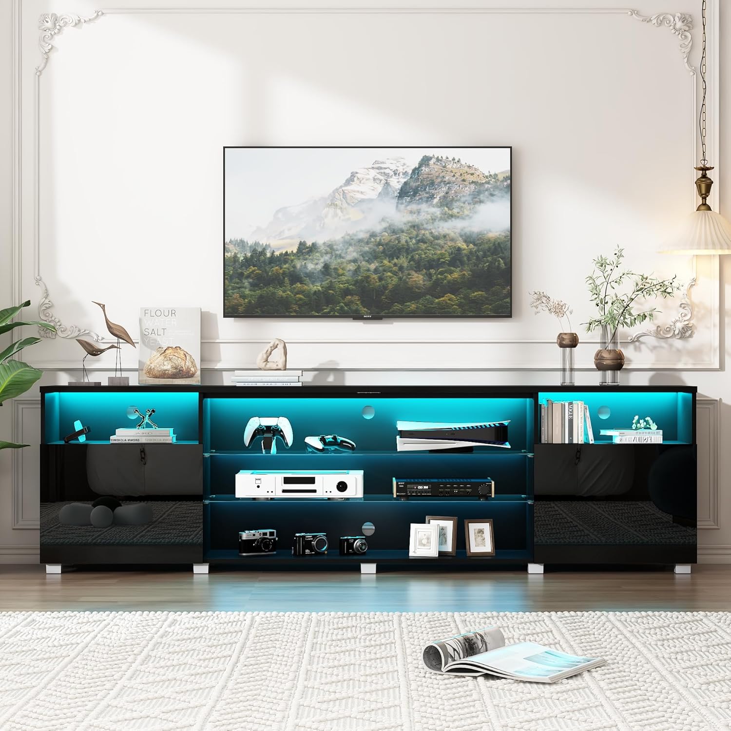 https://www.walmart.com/ip/ChVans-Large-LED-TV-Stand-for-80-85-90-inch-TV-High-Glass-Modern-Entertainment-Center-with-LED-Lights-and-Glossy-Cabinets/11679205713