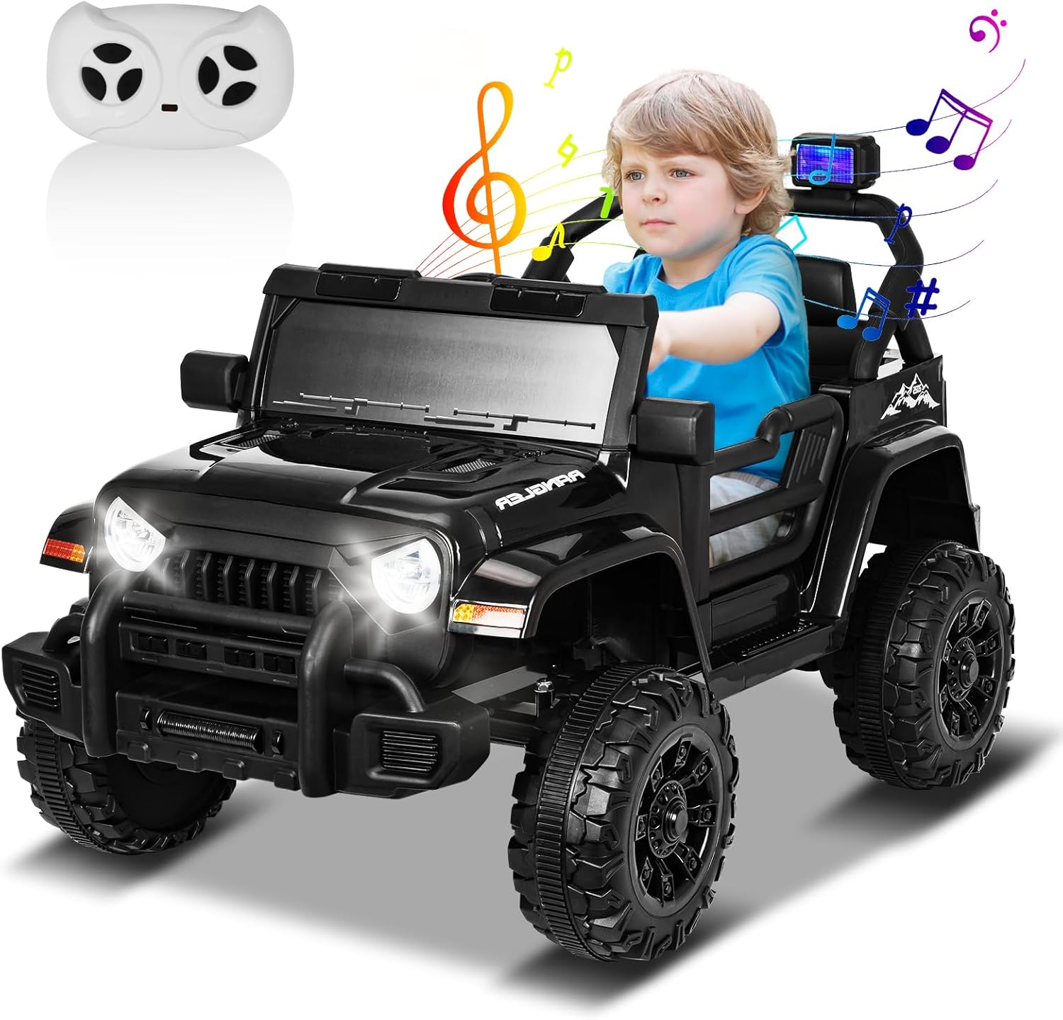 ChVans 12V Kids Electric Ride on Car, Kid Car with Parents Remote Control, Kids' Electric Vehicle, Battery Powered Wheels Truck with USB Ports, MP3 Player, for Boys, Girls