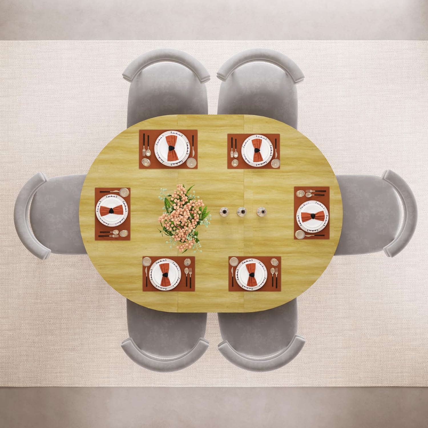 ChVans 47"-63" Extendable Round Dining Table for 4-8 Person, Modern Large Dinner Kitchen Table for Kitchen Dining Room, Save Space