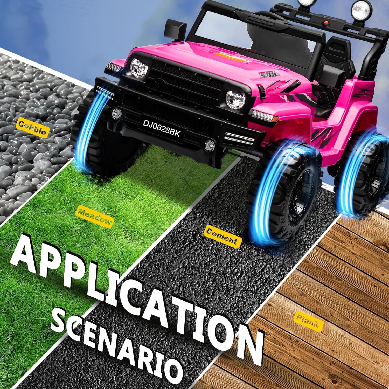 24 Volt Kids Electric Car Kids Ride On Car with Remote Control, 2-Seater Battery Powered Toy Car with LED Lights, Wheels Suspension, Music, Horn, 110 lbs Load