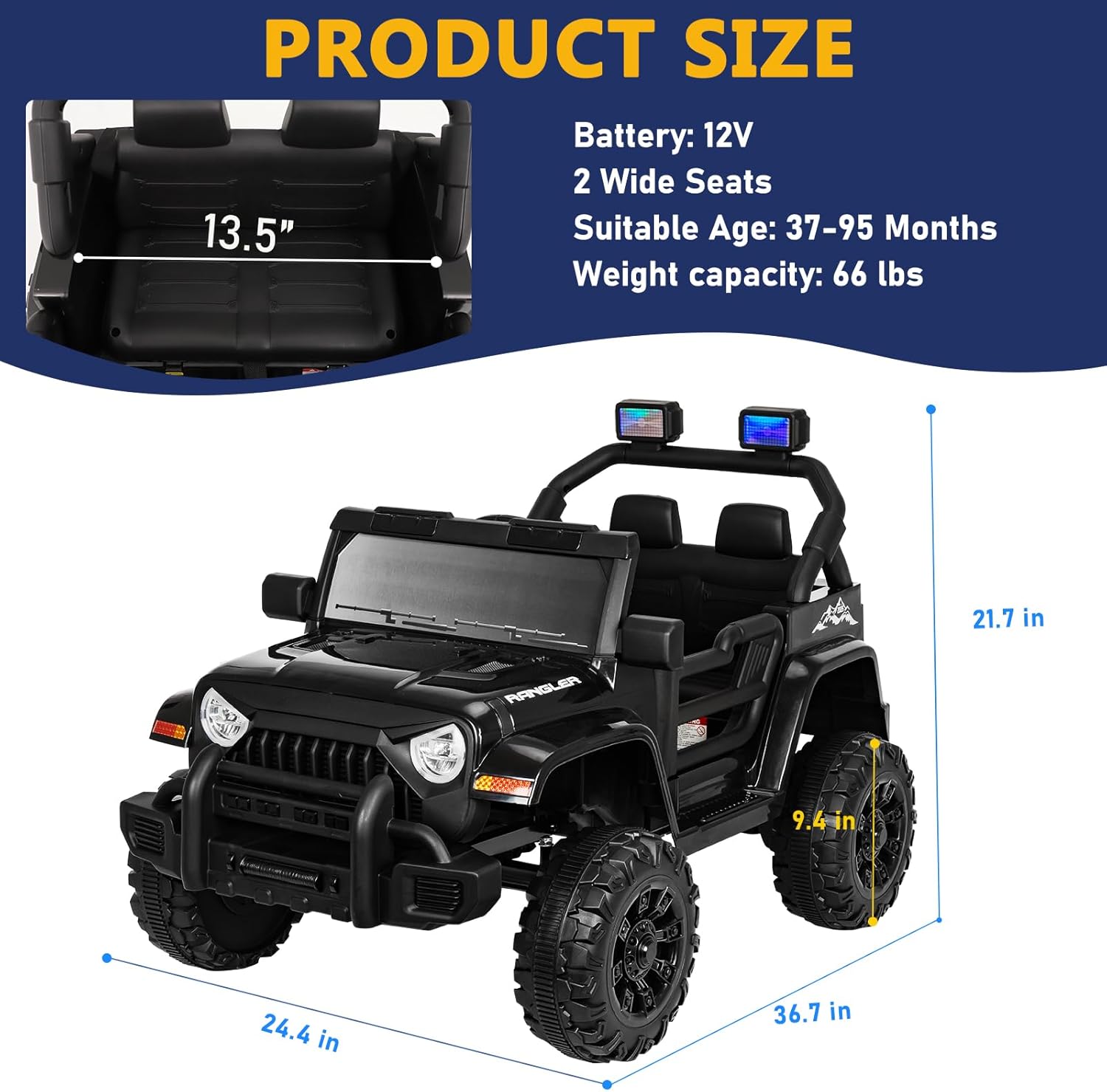 ChVans 12V Kids Electric Ride on Car, Kid Car with Parents Remote Control, Kids' Electric Vehicle, Battery Powered Wheels Truck with USB Ports, MP3 Player, for Boys, Girls