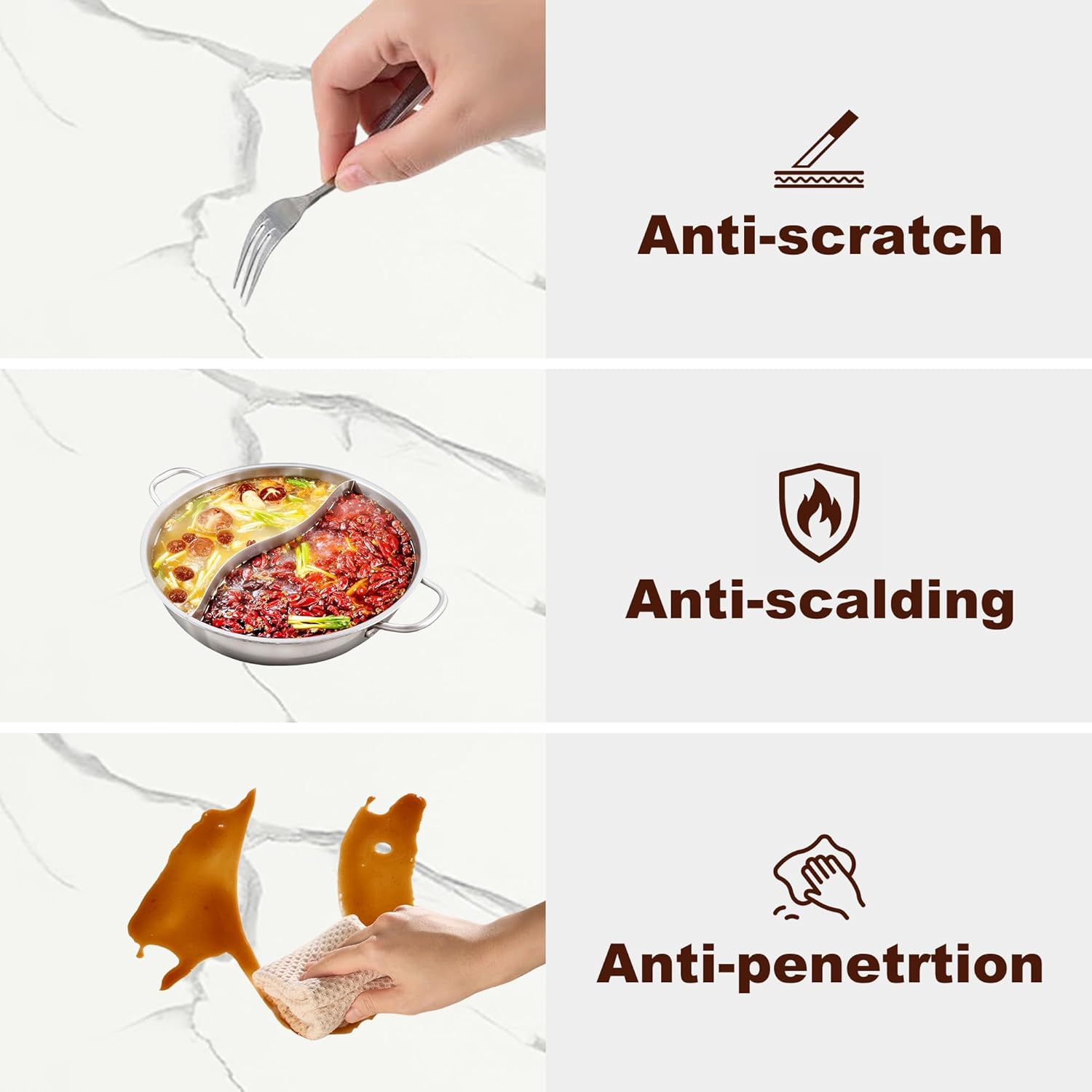 ANPOO 7 Piece Dining Table Set with 6 Chairs, 71" Kitchen Table & Chairs Set for 4-8 People, Rectangle Dining Table with Wooden Legs for Dining Room, Living Room