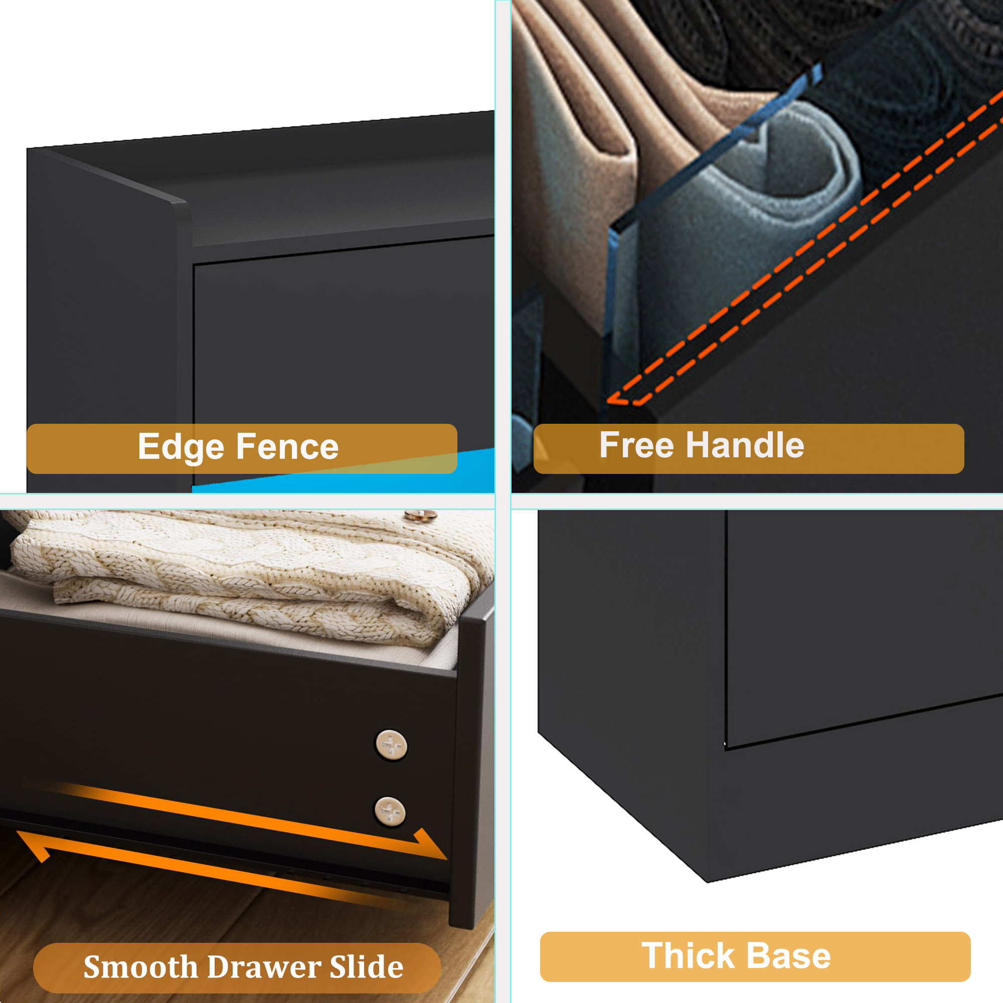 9 Drawer Dresser Chest of Drawer with LED Lights & Charging Station for Bedroom