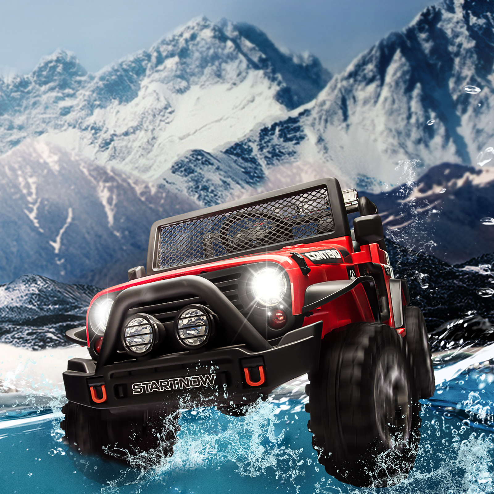 PWFE 12 Volt Kids Electric Car Kids Ride On Car with Remote Control, 2 Seats Kids Jeep with LED Lights, Wheels Suspension, Music, Horn, 110lbs Load(Black)