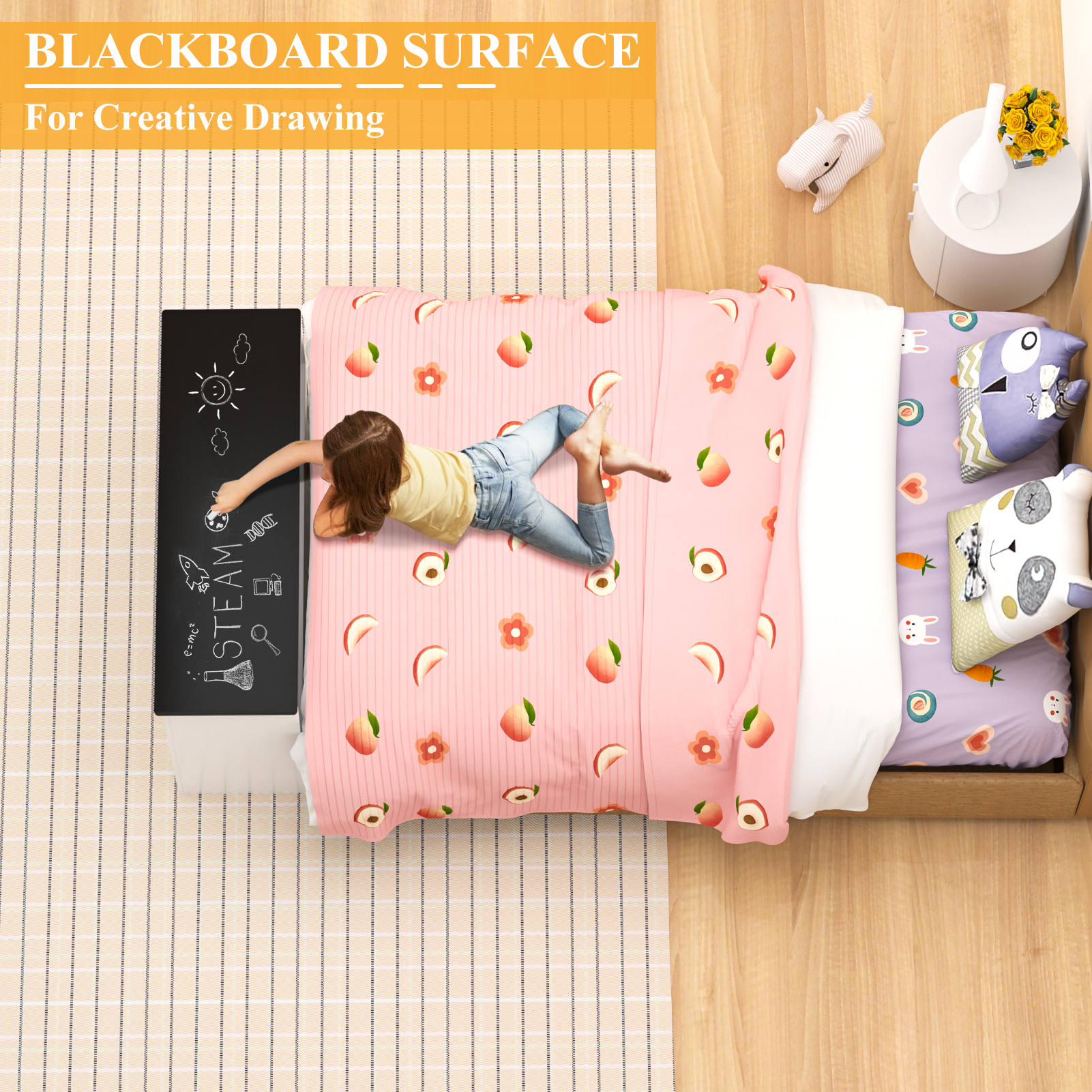 Yaoping Kids Toy Storage Organizer for Kids Room Organizers and Storage, 3 Storage Bins and Open Shelf for Playroom Storage