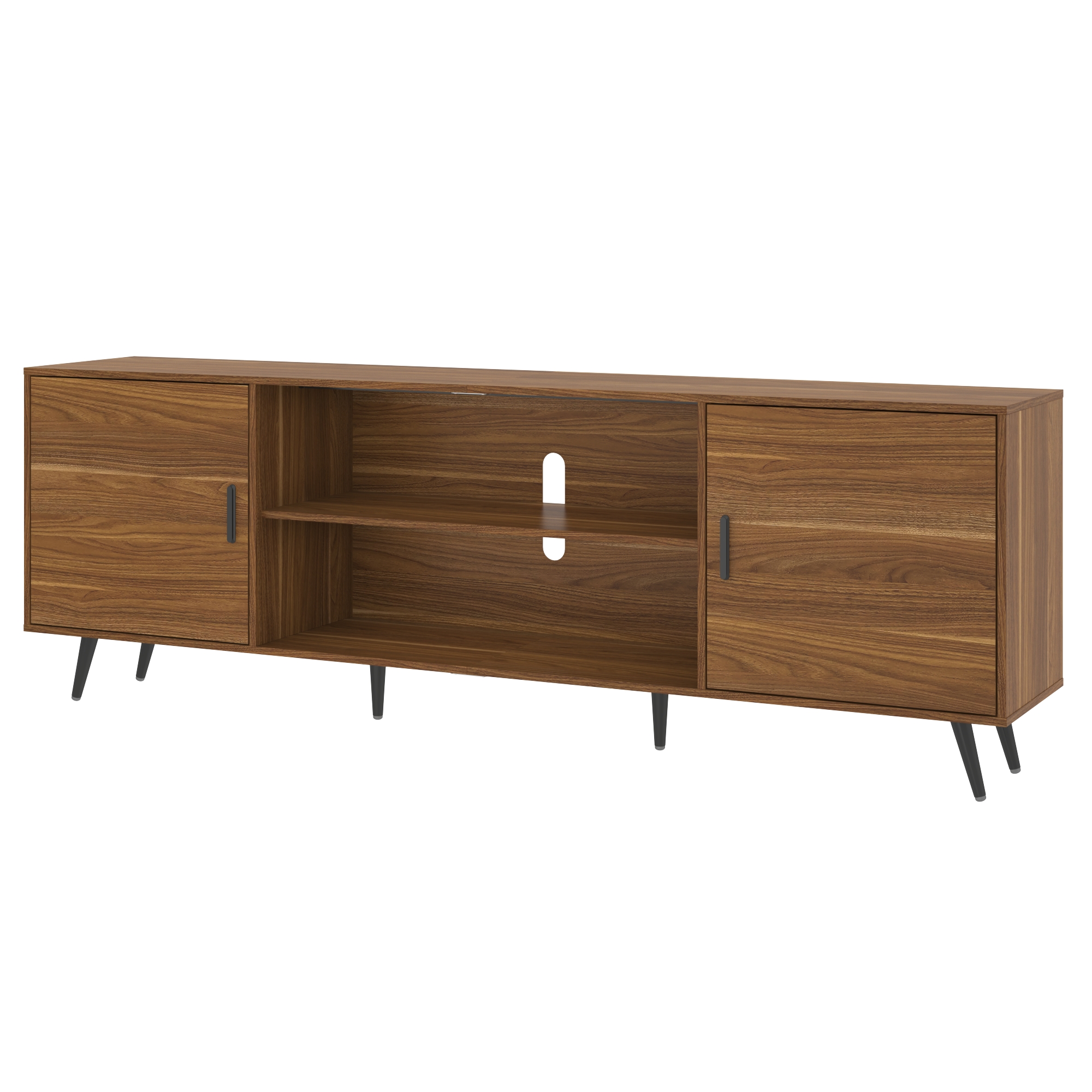 ChVans 70 Inch Mid Century Modern TV Stand for TVs up to 75 inches, Wood TV Stand with Storage, Entertainment Center for Living Room Bedroom, TV Media Console