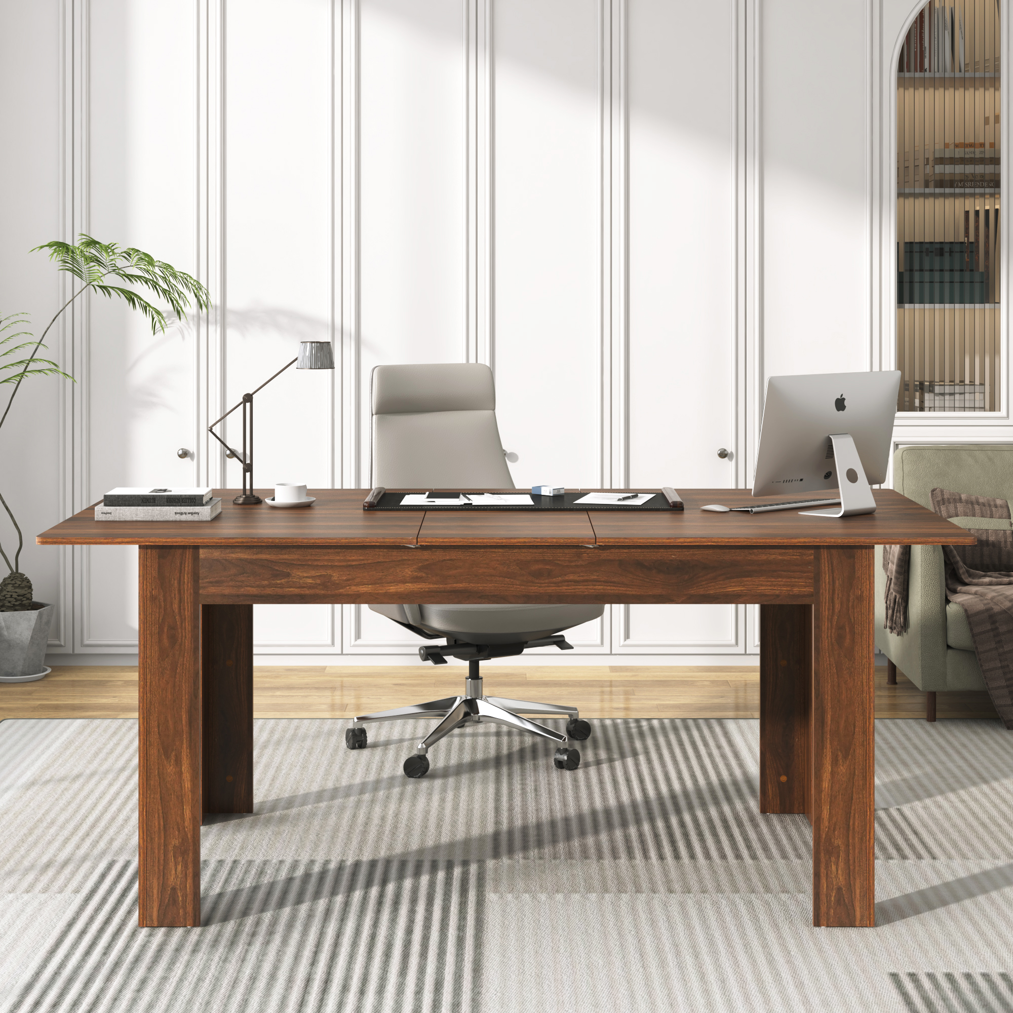 ChVans Large Mobile Extendable Dining Table for 6-10, Modern Wood Kitchen Table Rectangular Table for Dining Room, Living Room