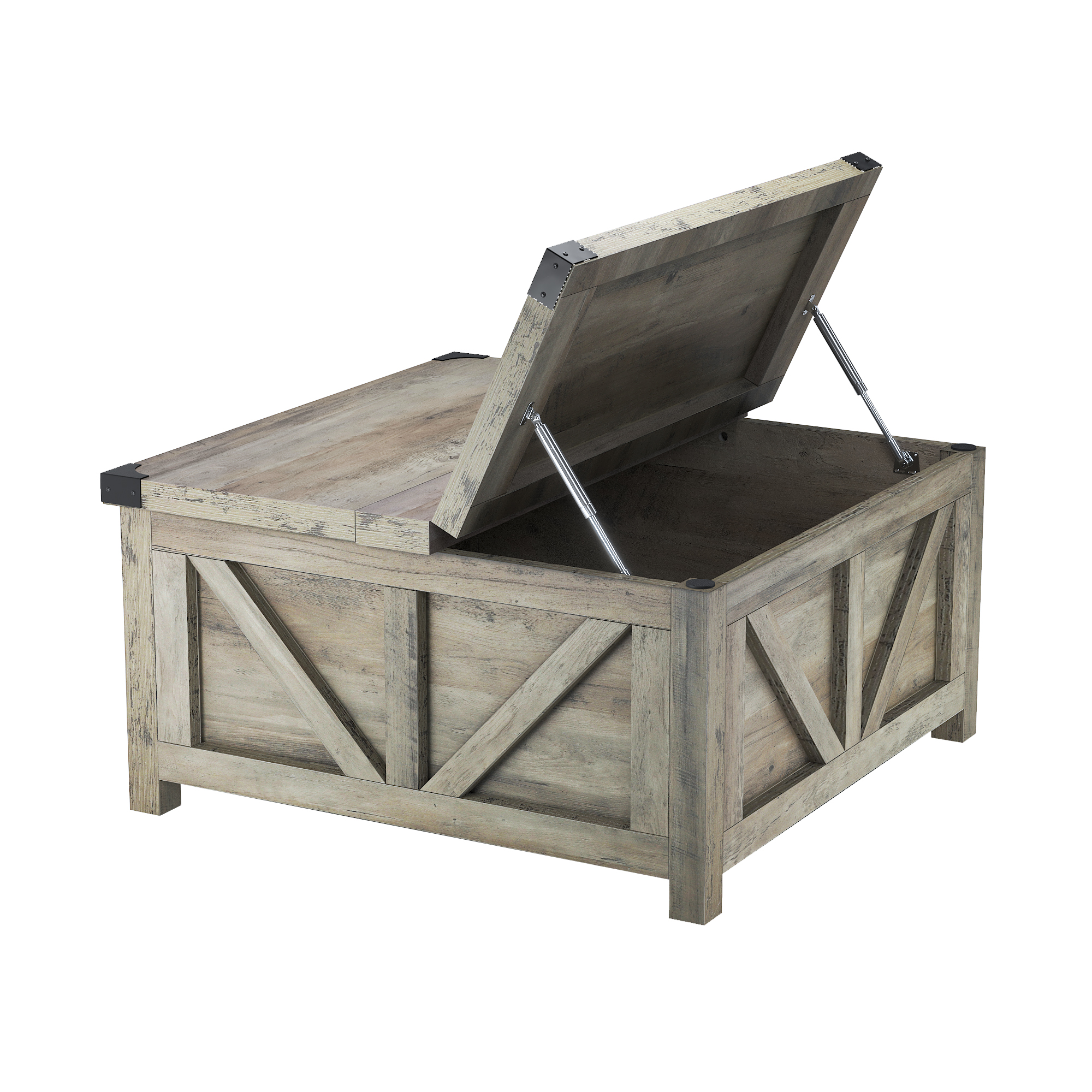 ChVans 35.6" Square Lift Top Coffee Table, Farmhouse Coffee Table with Storage & Charging Ports, Wood Center Table w/Large Hidden Space for Living Room Home Office, Brown