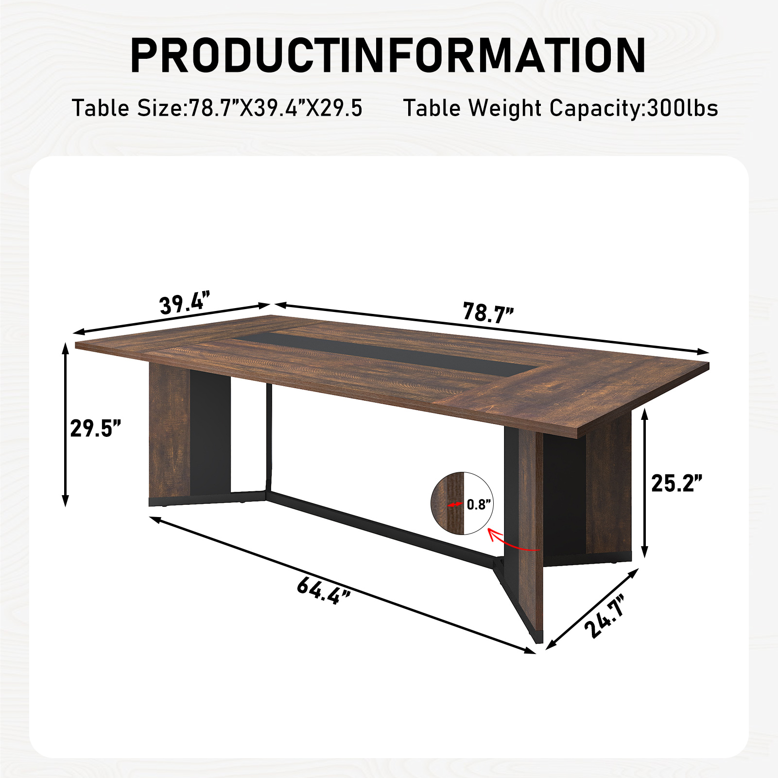 78 inch Large Rectangular Dining Table for 8-10 People, Dining Table with Marble-Color Wood Waterproof Tabletop and Adjustable Leg, 6.5ft Luxurious Family Dinner Table for Office Kitchen Living Room