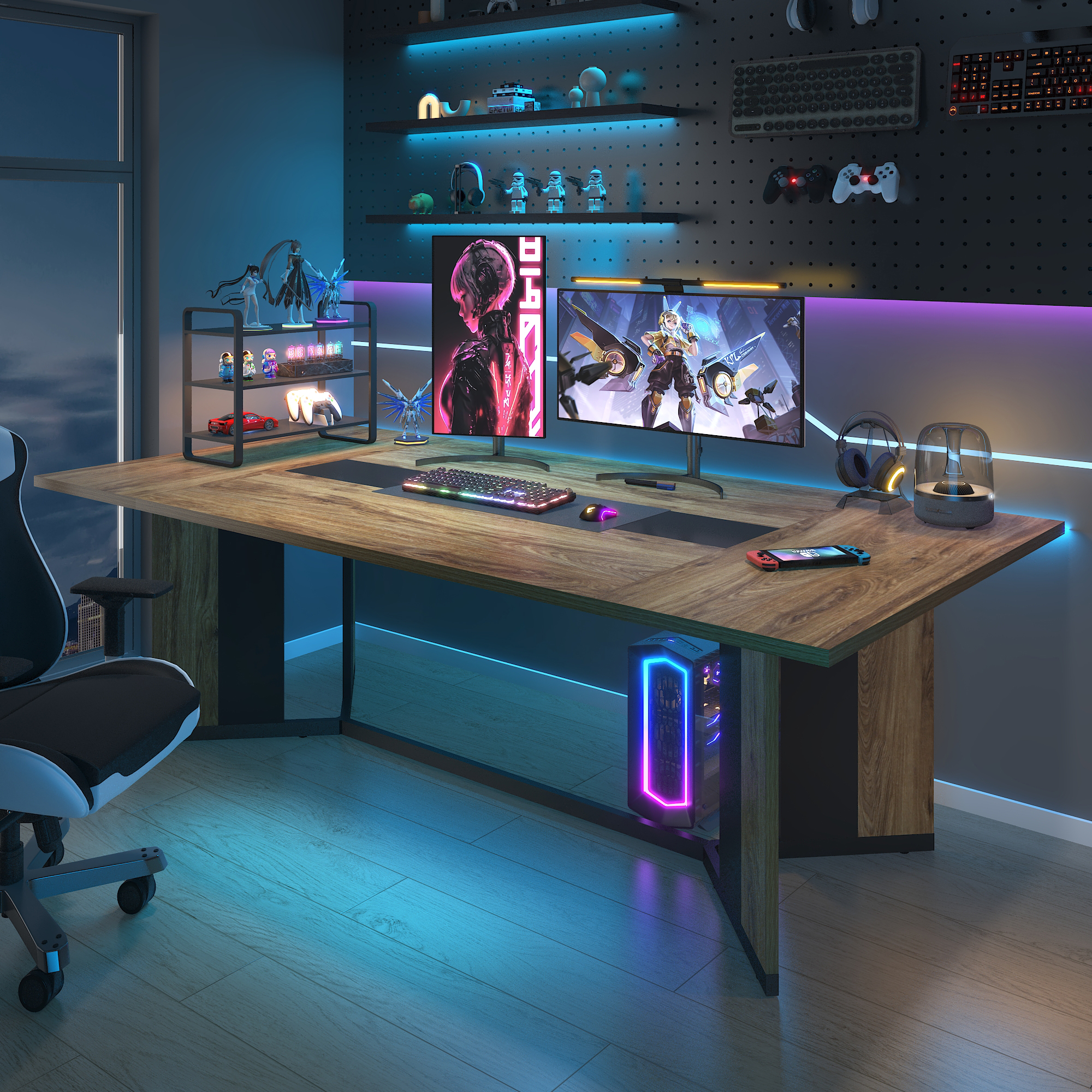 78 inch Large Rectangular Dining Table for 8-10 People, Dining Table with Marble-Color Wood Waterproof Tabletop and Adjustable Leg, 6.5ft Luxurious Family Dinner Table for Office Kitchen Living Room