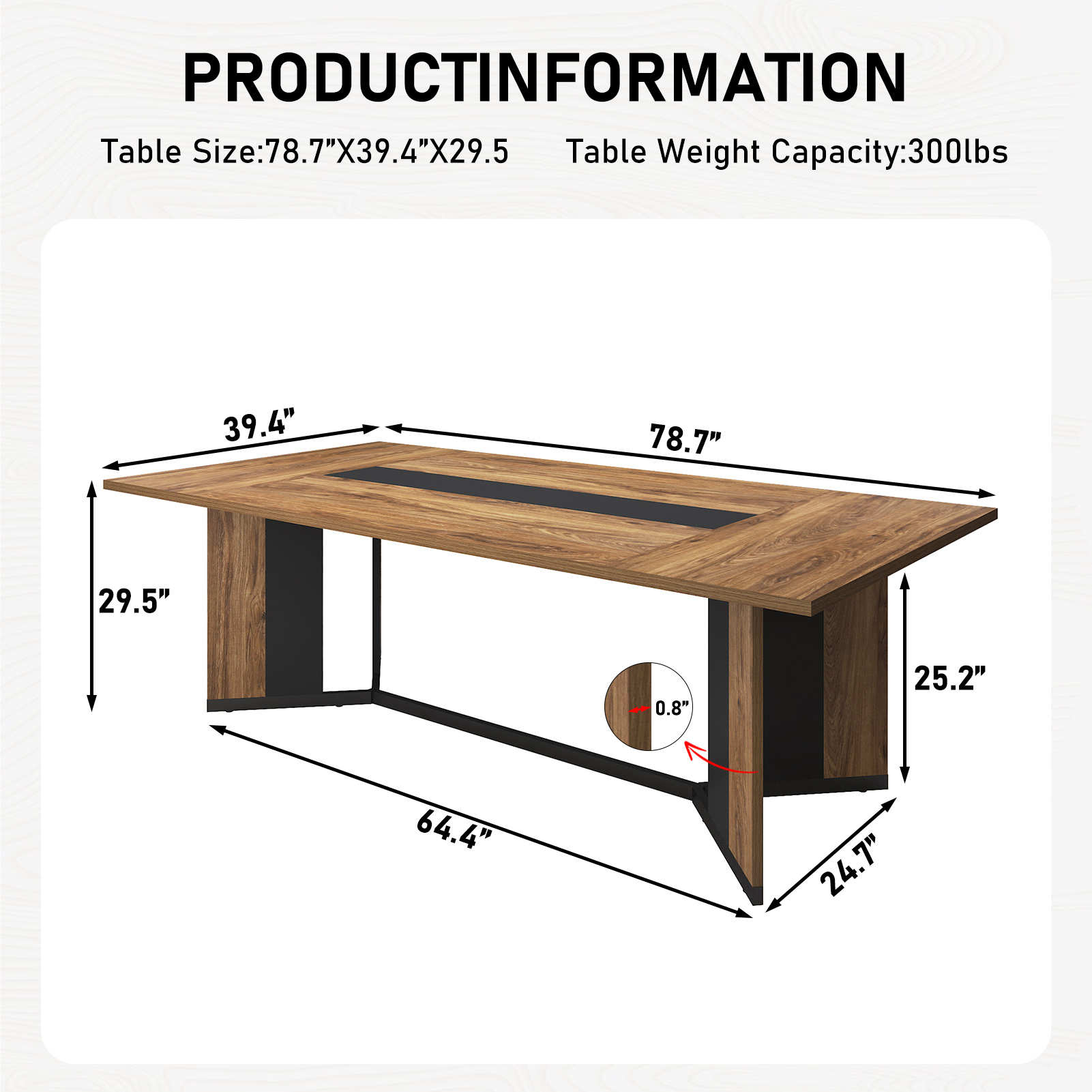 78 inch Large Rectangular Dining Table for 8-10 People, Dining Table with Marble-Color Wood Waterproof Tabletop and Adjustable Leg, 6.5ft Luxurious Family Dinner Table for Office Kitchen Living Room