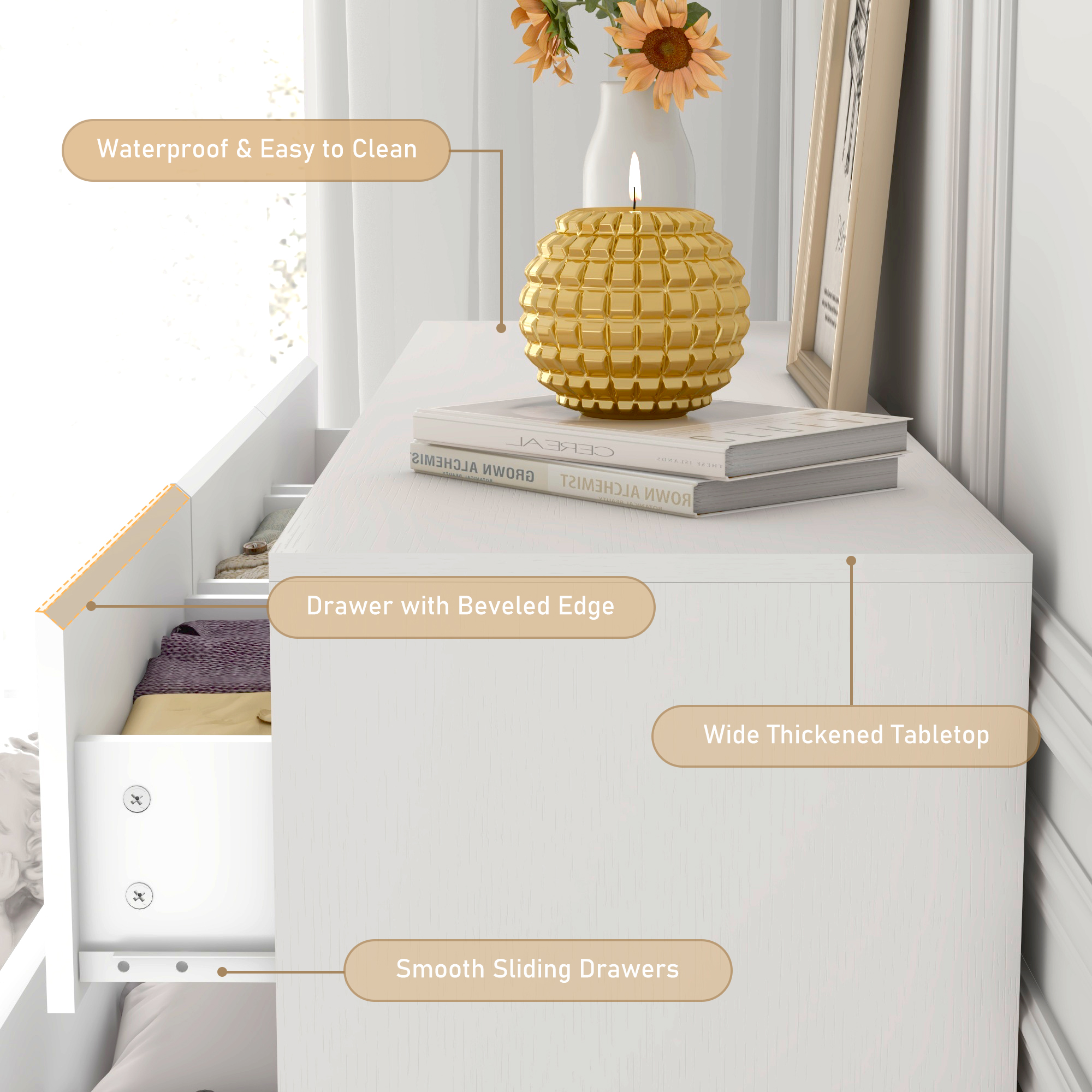 ChVans 7 Drawer Black Dresser for Bedroom, 55" Modern High Gloss Dresser with 7 Drawers, Large Wood Chest of Drawer Handle Free, Long Dresser for Kids Bedroom, Living Room, Entryway, Hallway