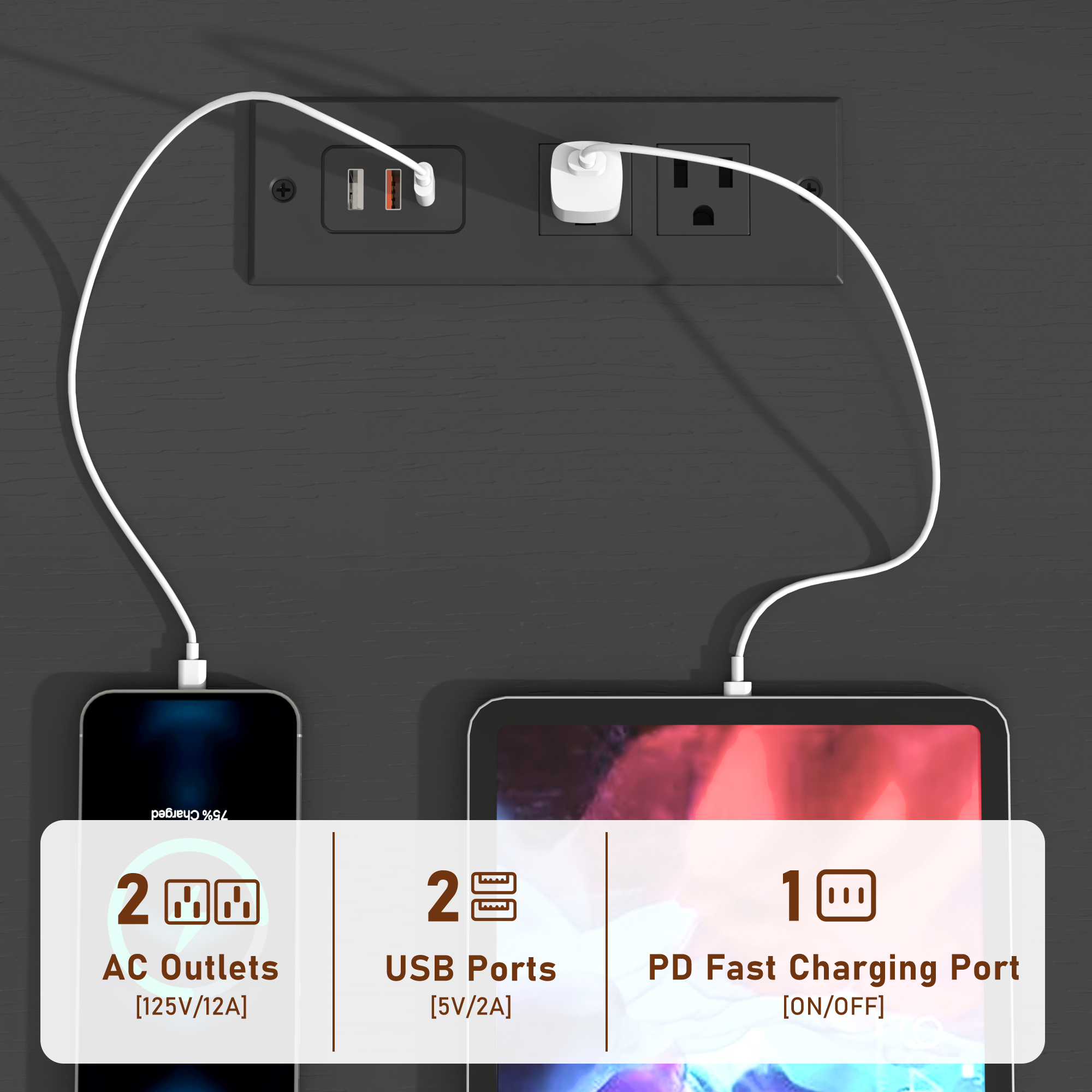 ChVans Black Dresser with Charging Station for Bedroom, 63" Modern Wood 9 Dresser with Wide Drawers, Long Dresser for Bedroom, Living Room, Entryway, Hallway