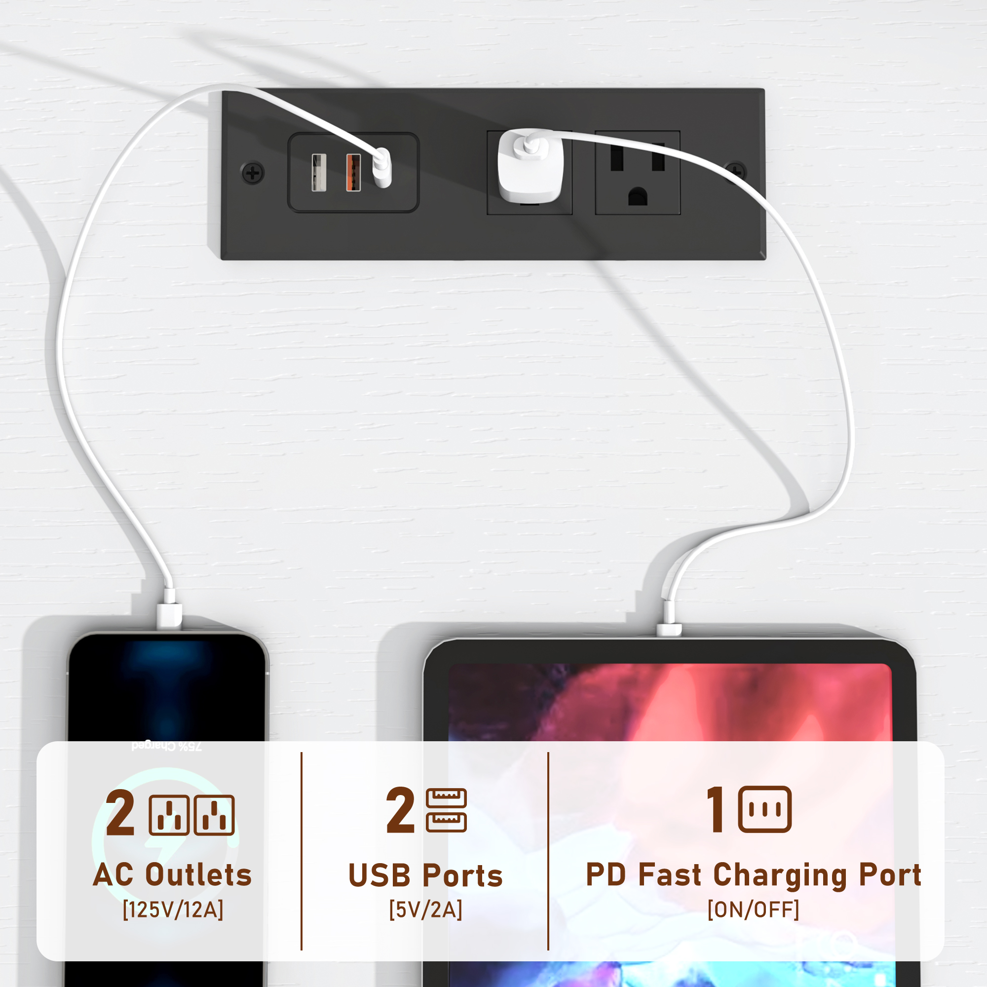 ChVans Black Dresser with Charging Station for Bedroom, 63" Modern Wood 9 Dresser with Wide Drawers, Long Dresser for Bedroom, Living Room, Entryway, Hallway