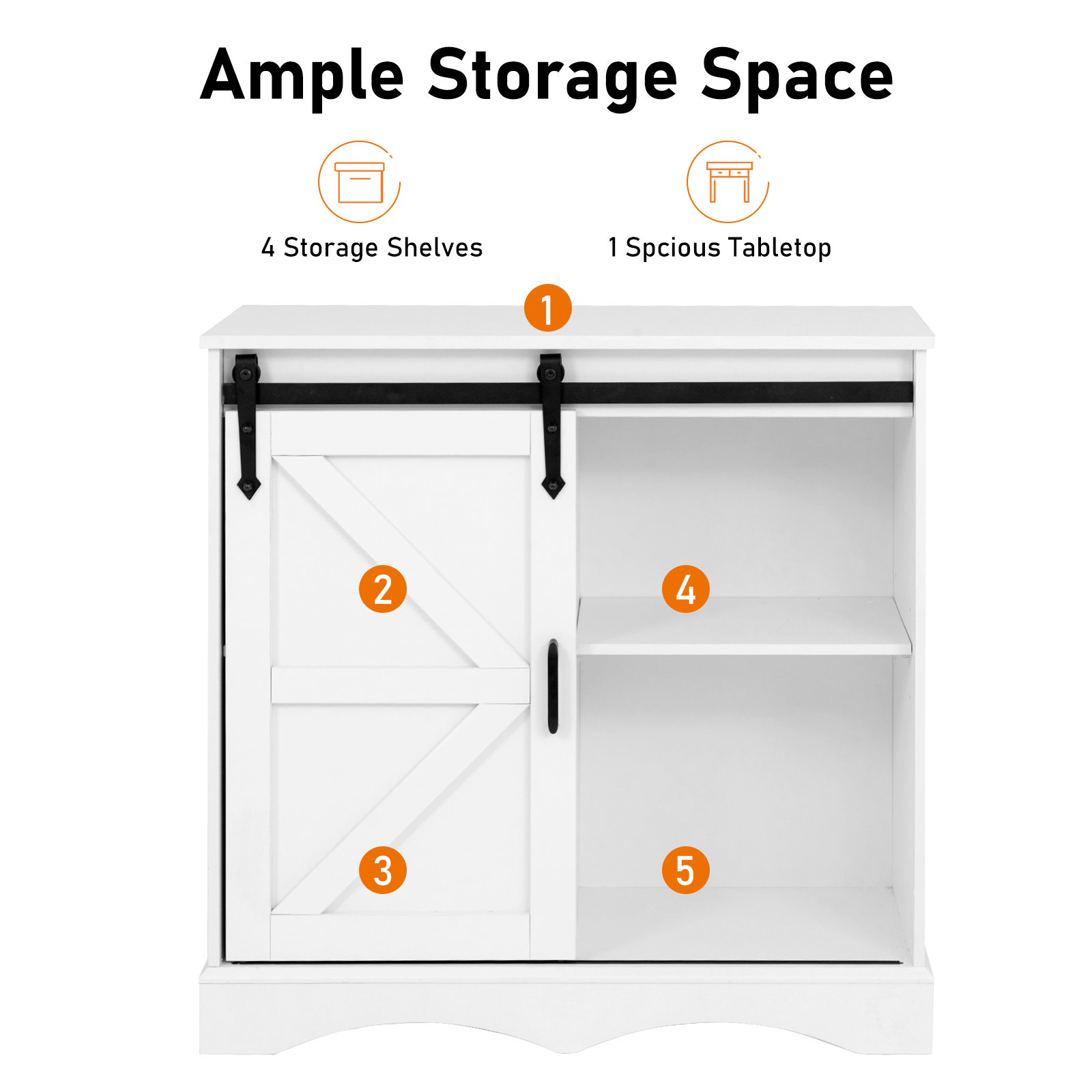 ChVans 32" Farmhouse Coffee Bar Cabinet with Storage, Aquarium Stand Fish Tank Table, Grey Accent Cabinets for Living Room, Entryway, White