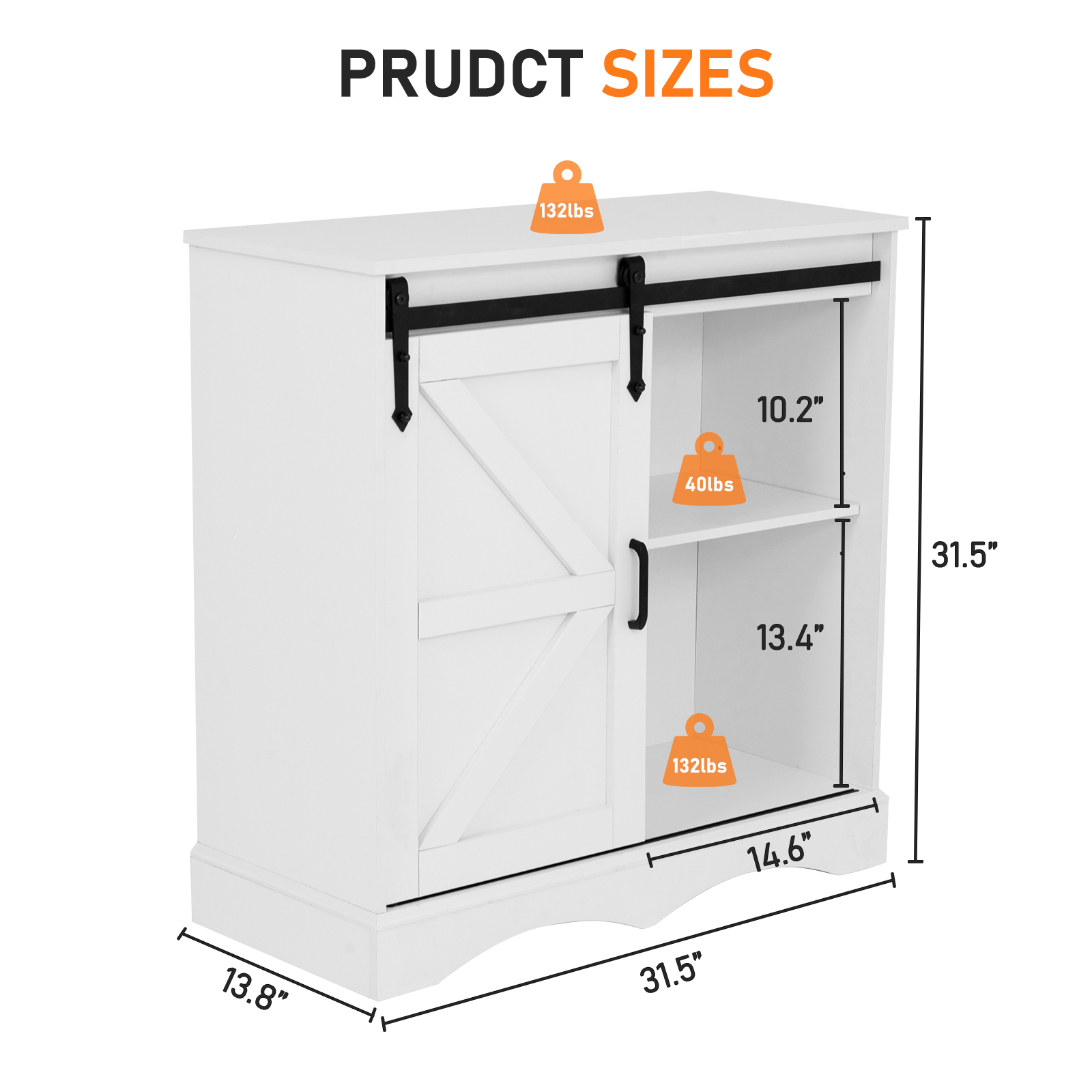 ChVans 32" Farmhouse Coffee Bar Cabinet with Storage, Aquarium Stand Fish Tank Table, Grey Accent Cabinets for Living Room, Entryway, White
