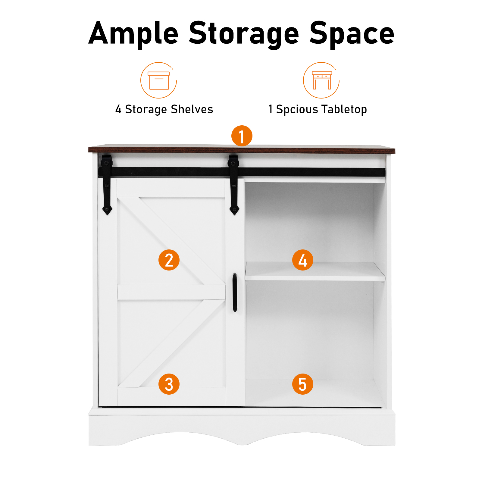 ChVans 32" Farmhouse Coffee Bar Cabinet with Storage, Aquarium Stand Fish Tank Table, Grey Accent Cabinets for Living Room, Entryway, White