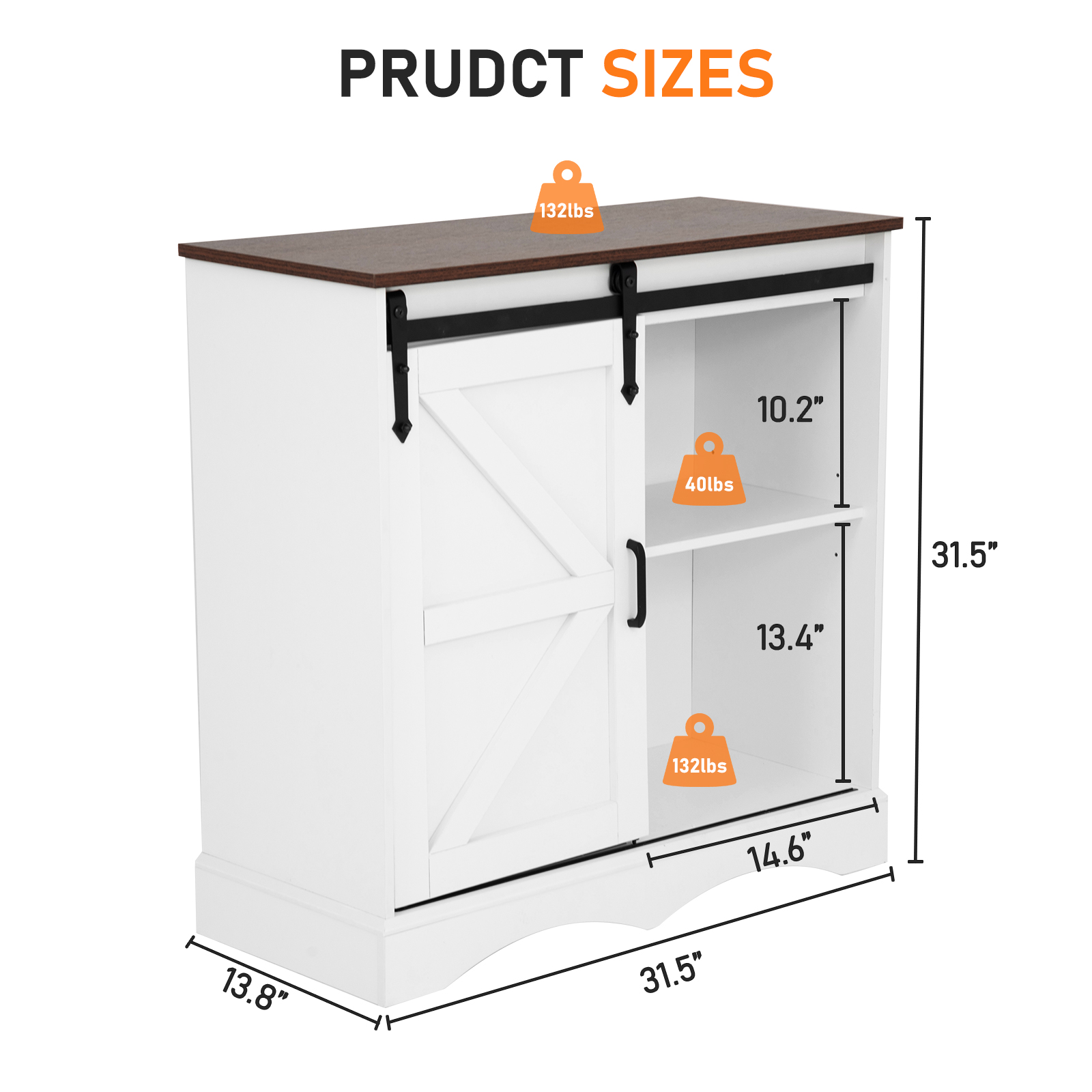 ChVans 32" Farmhouse Coffee Bar Cabinet with Storage, Aquarium Stand Fish Tank Table, Grey Accent Cabinets for Living Room, Entryway, White