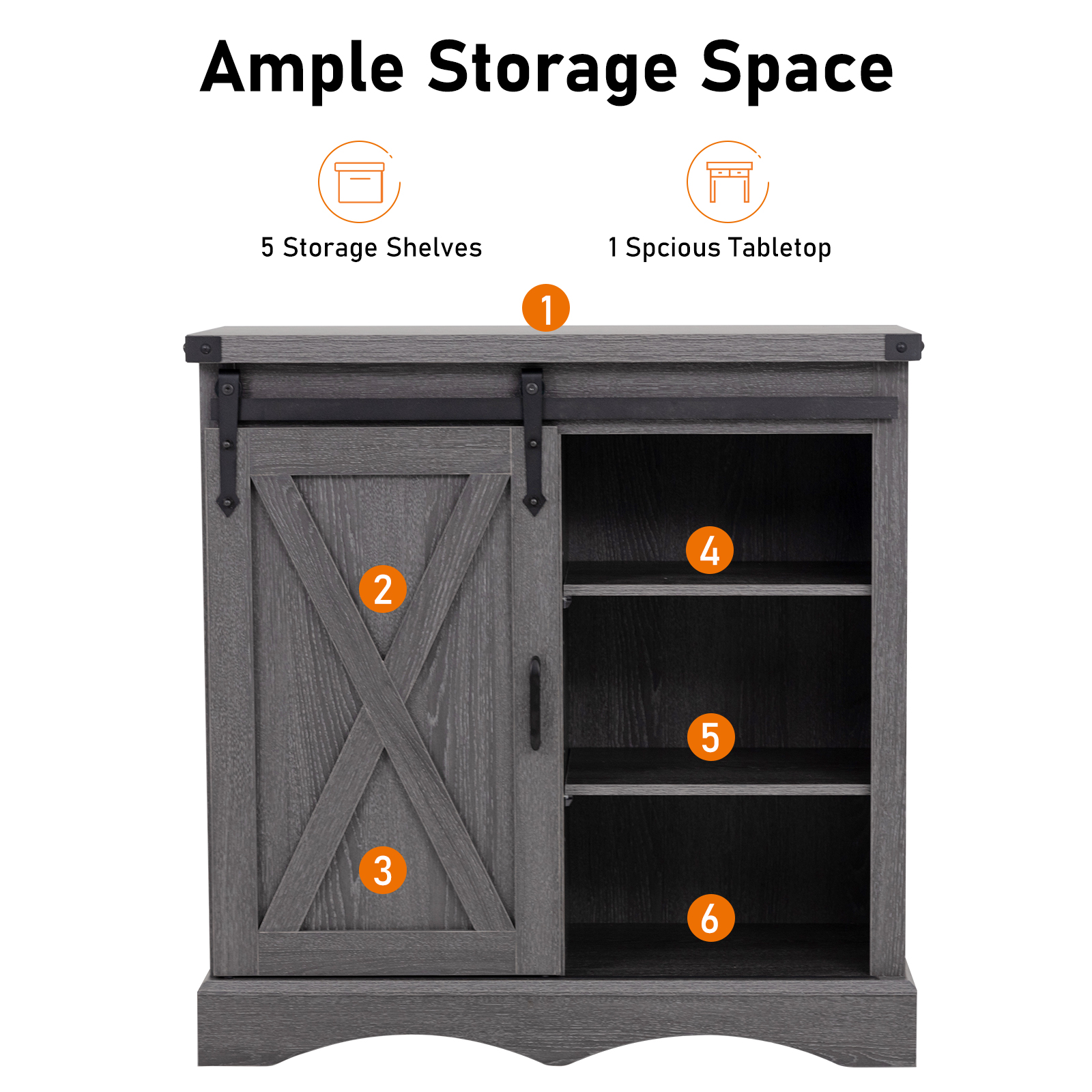 ChVans 32" Farmhouse Coffee Bar Cabinet with Storage, Aquarium Stand Fish Tank Table, Grey Accent Cabinets for Living Room, Entryway, White