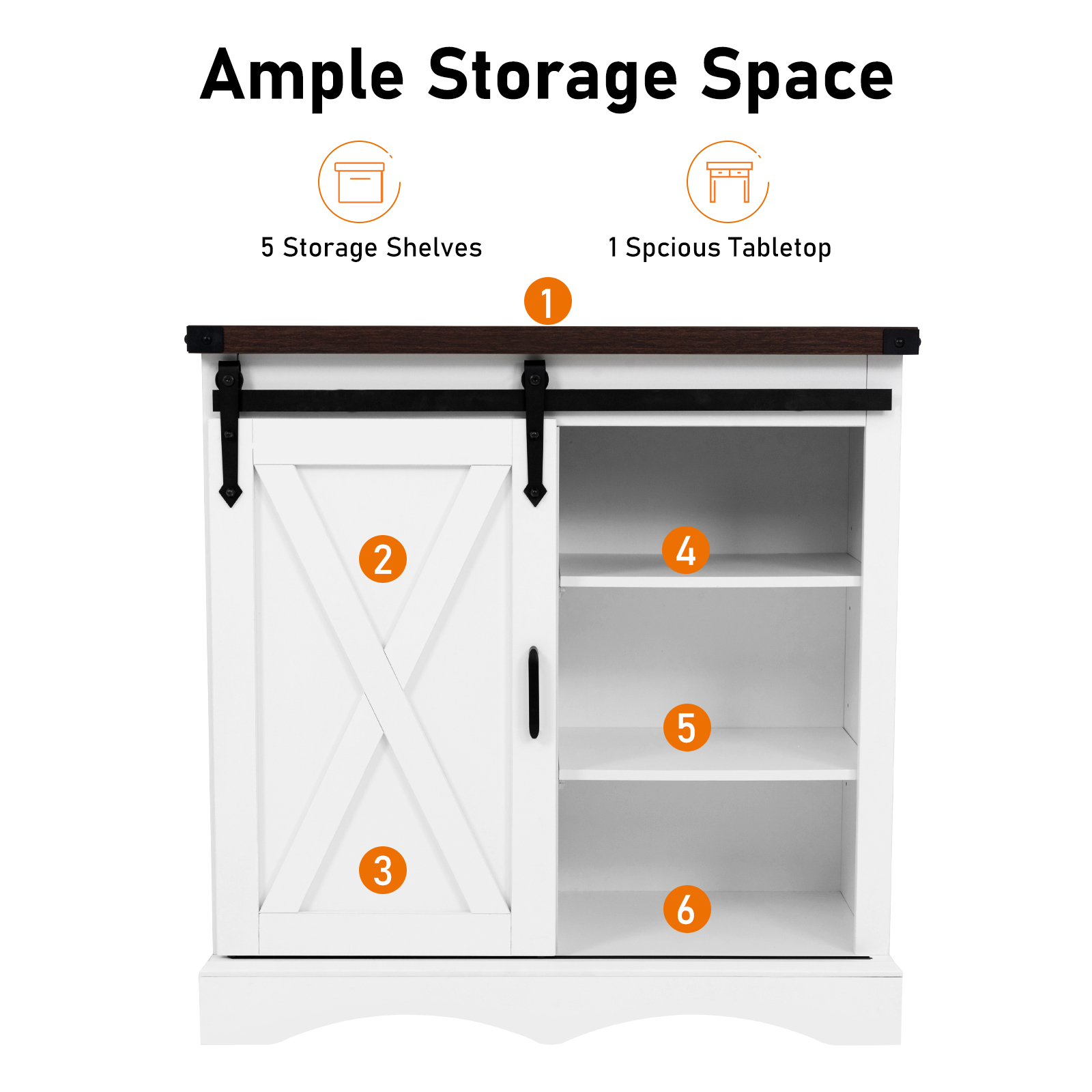 ChVans 32" Farmhouse Coffee Bar Cabinet with Storage, Aquarium Stand Fish Tank Table, Grey Accent Cabinets for Living Room, Entryway, White