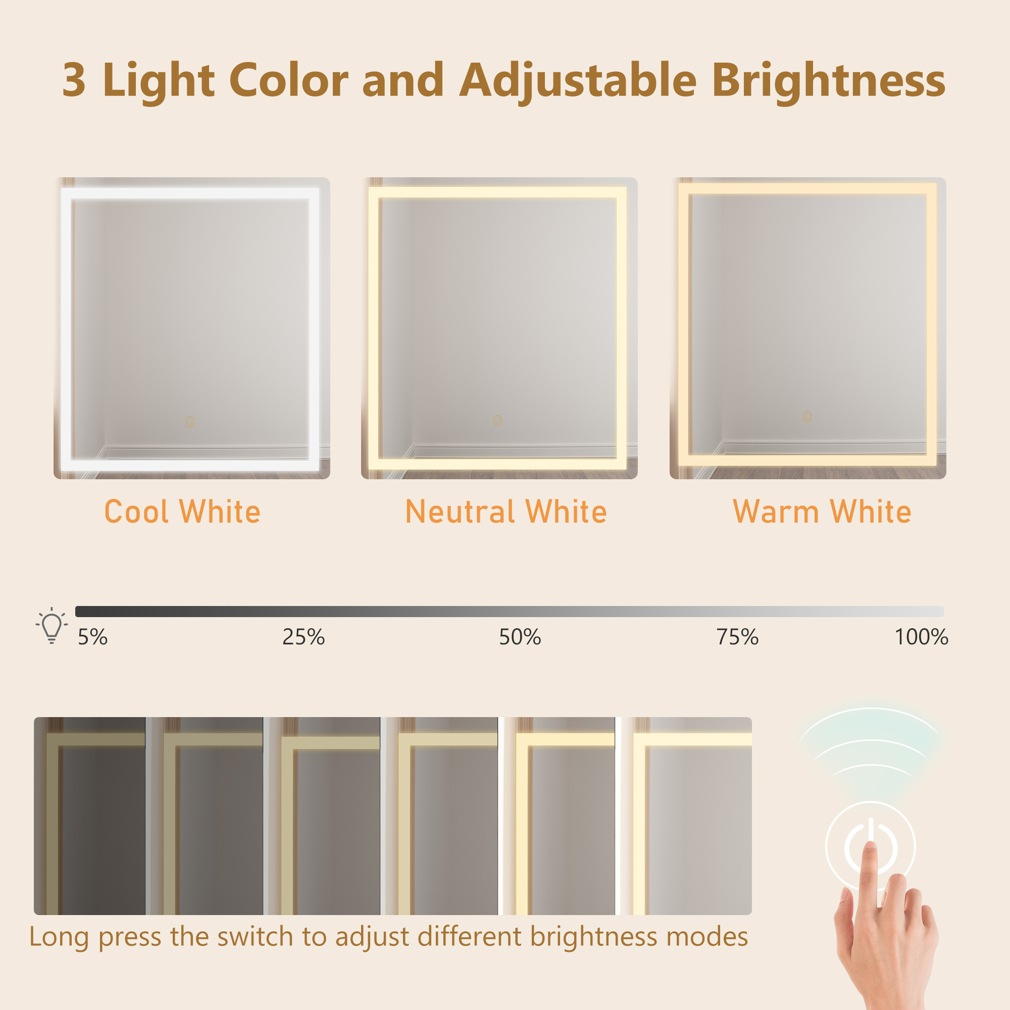 ANPOO 47'' Large Vanity Set with Stool, Farmhouse Makeup Vanity Desk with Sliding HD Mirror and Lights, Glass Tabletop Vanity Table with Charging Station, Barn Door Dressing Cabinets