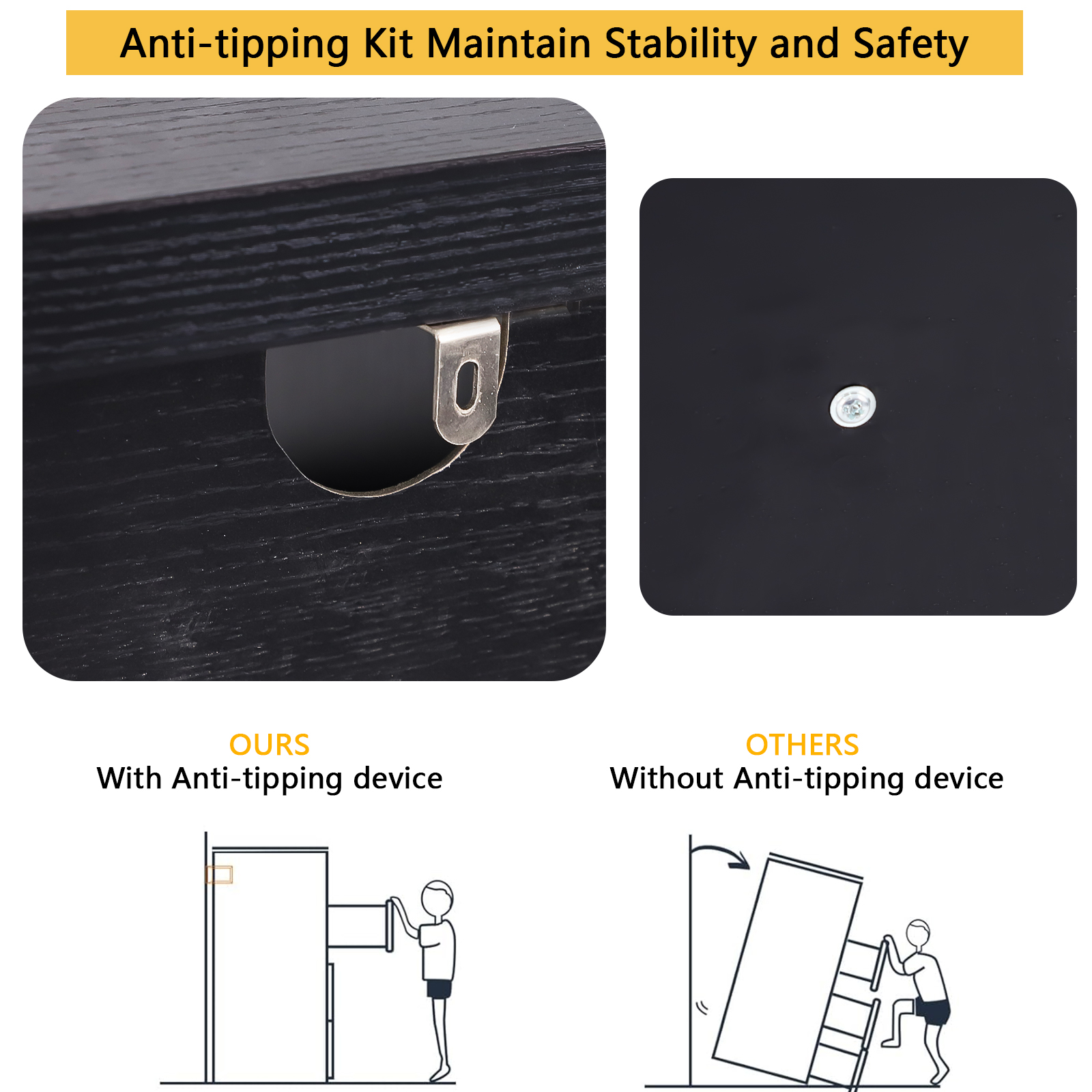 ANPOO 9 Drawers Dresser with Power Outlet&LED Light, Farmhouse Long Dresser TV Stand with 3 Open Spaces, 63'' Wood Dresser for Bedroom, Living Room, Entryway, Hallway