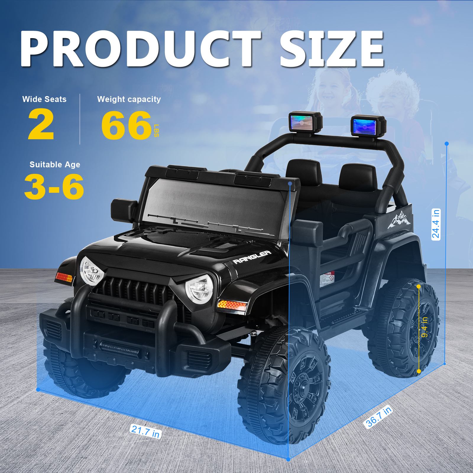 ANPOO 12V Kids Powered Ride on Truck Car with Parent Remote Control, Electric Battery Powered Ride on Toys w/ 3-Speed, Suspension, LED Lights, Music, Bluetooth, MP3