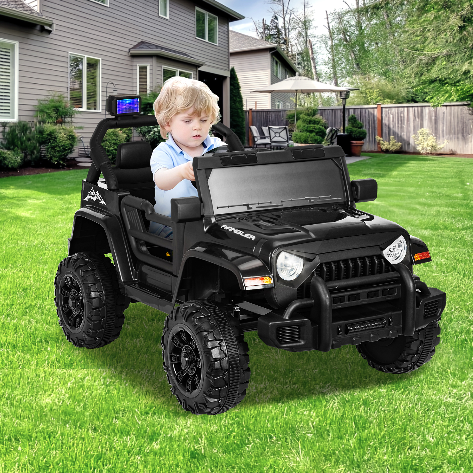ANPOO 12V Kids Powered Ride on Truck Car with Parent Remote Control, Electric Battery Powered Ride on Toys w/ 3-Speed, Suspension, LED Lights, Music, Bluetooth, MP3