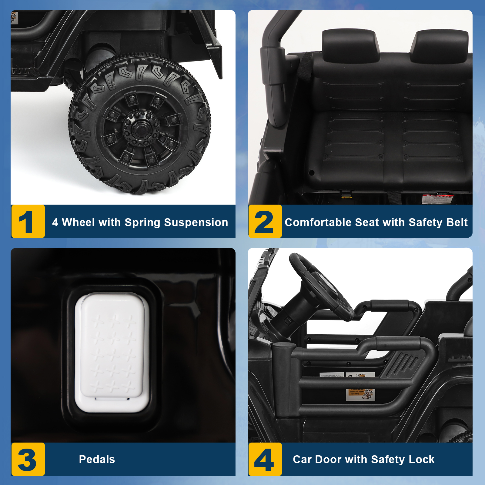 ANPOO 12V Kids Powered Ride on Truck Car with Parent Remote Control, Electric Battery Powered Ride on Toys w/ 3-Speed, Suspension, LED Lights, Music, Bluetooth, MP3