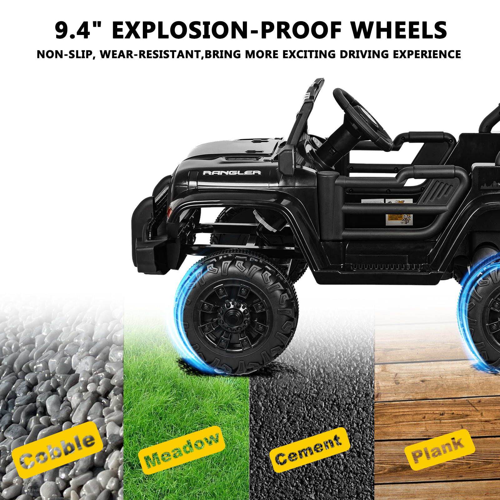 ANPOO 12V Kids Powered Ride on Truck Car with Parent Remote Control, Electric Battery Powered Ride on Toys w/ 3-Speed, Suspension, LED Lights, Music, Bluetooth, MP3